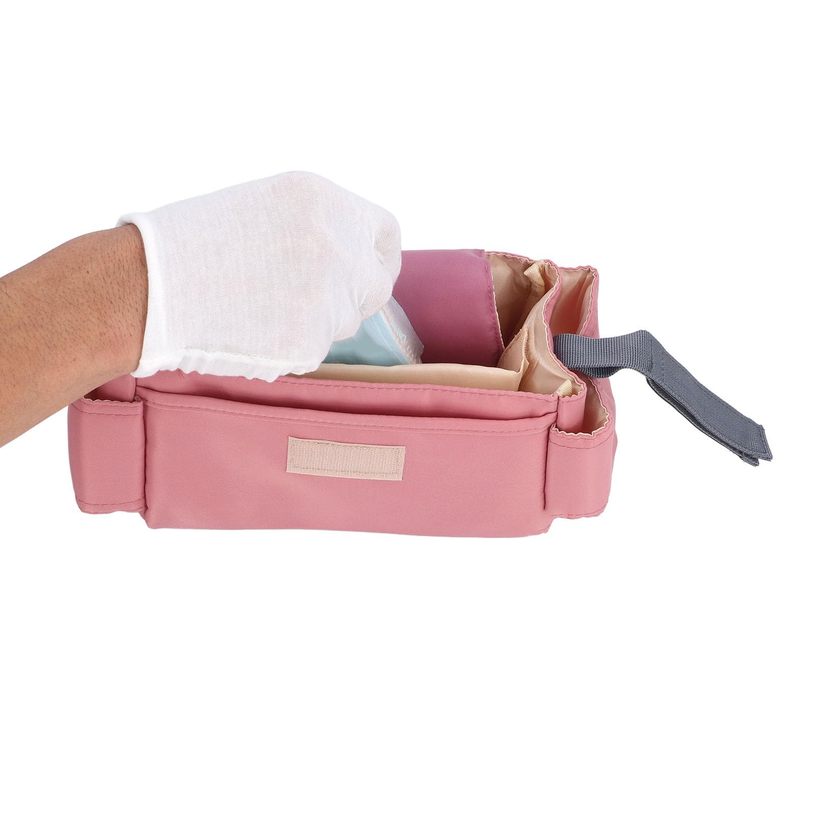 **Large Capacity Waterproof Nylon Stroller Organizer Bag with Cup Holder - Perfect for Diapers, Toys & Baby Essentials - Ideal for Shopping, Travel & Daily Walks**