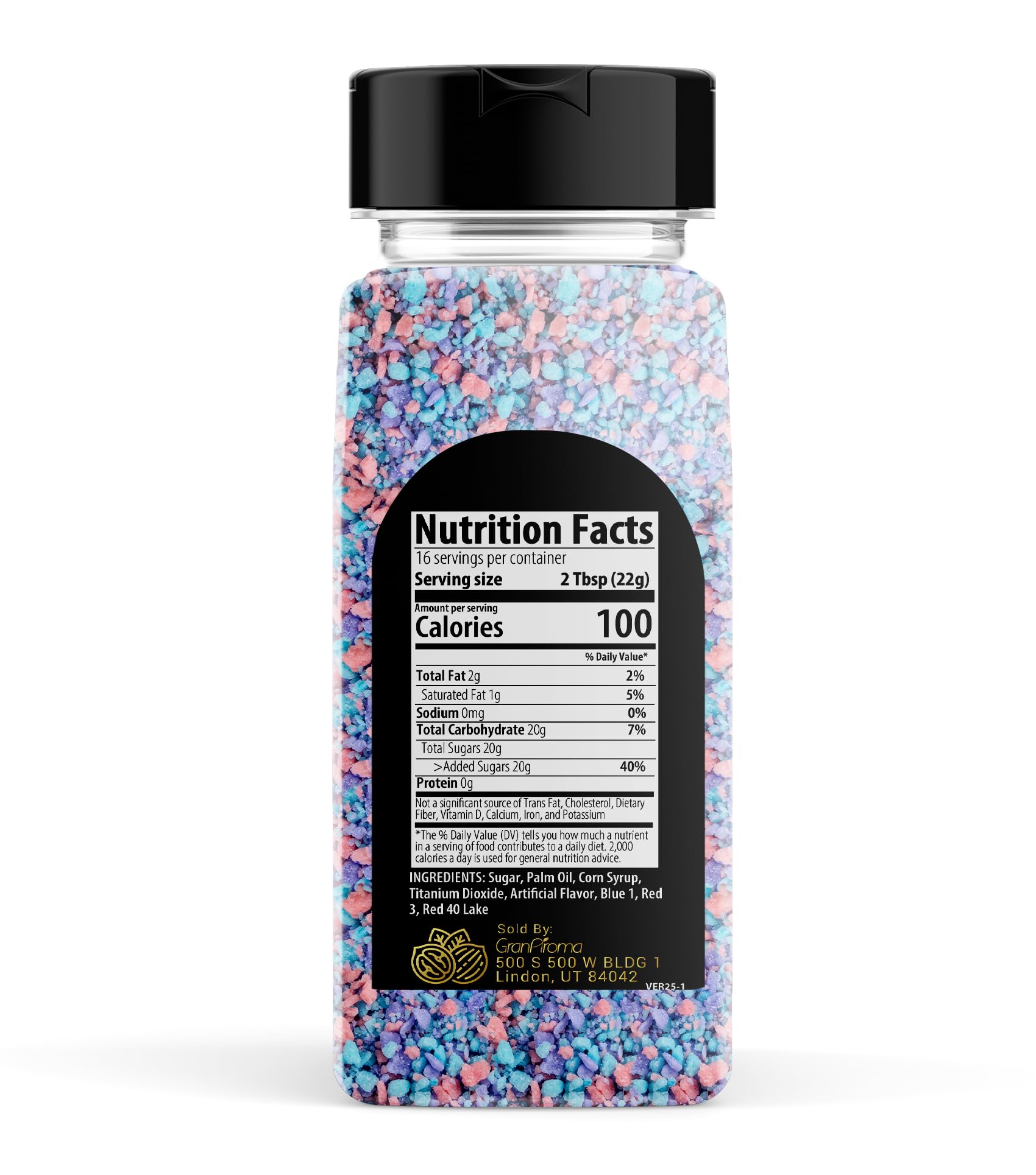 GranAroma Cotton Candy Crunch - 12.6 oz Dessert Topping for Ice Cream, Cupcakes, Cakes & More | Sweet Treats for Parties, Baking & Dessert Decorations
