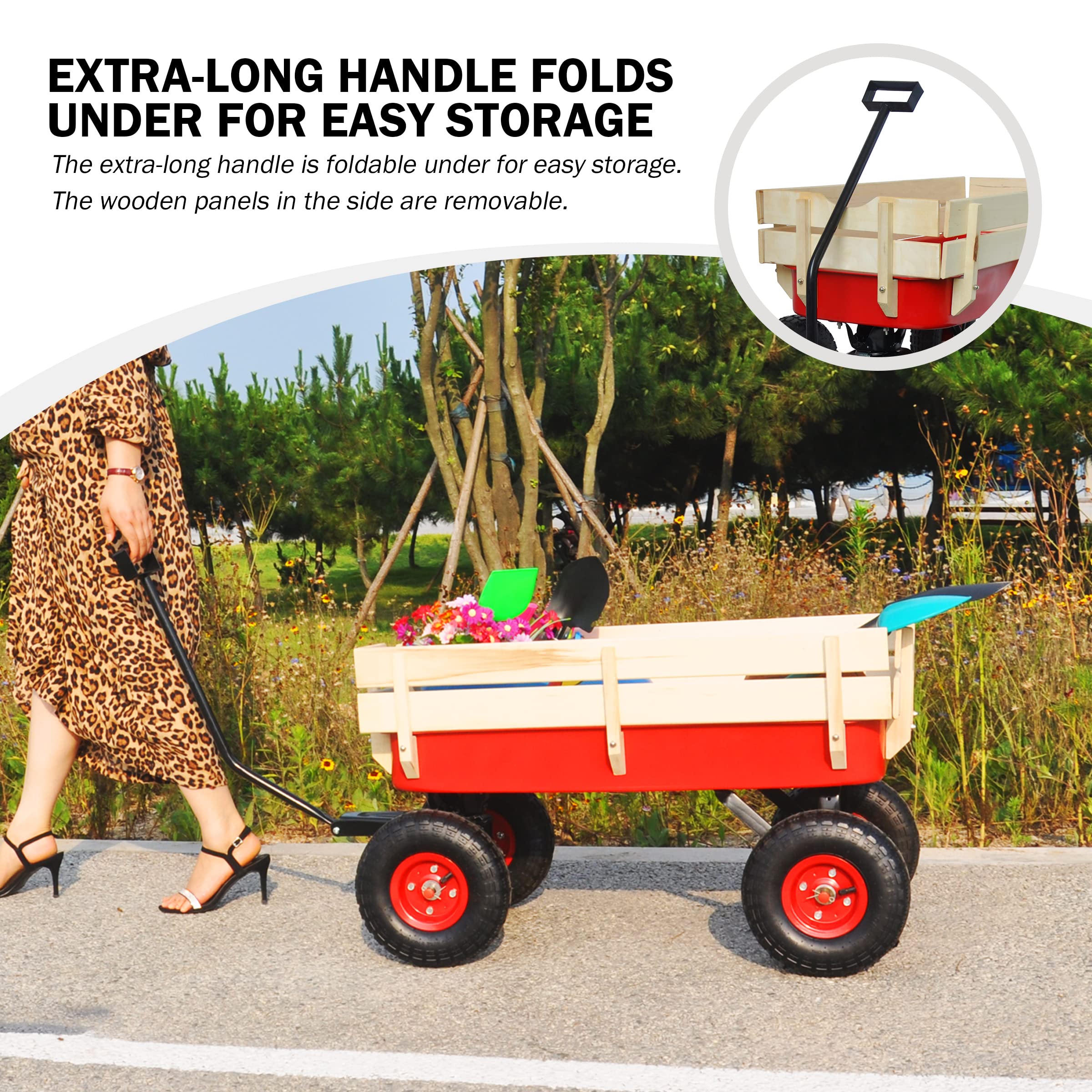 Heavy Duty Steel & Wooden Utility Wagon with 10