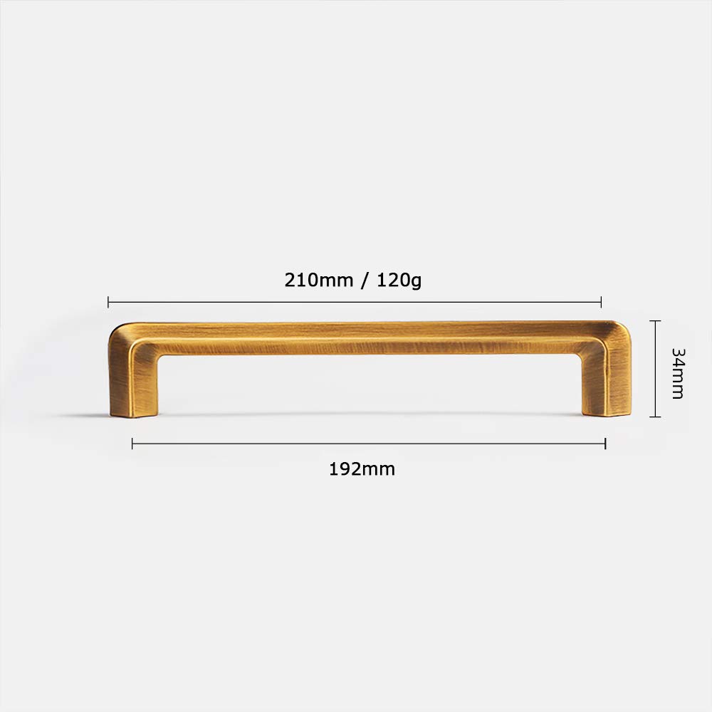 Goo-Ki Brushed Brass Zinc Alloy Cabinet Handles - 7.56''(192mm) Hole Center, 10 Pack - Premium Kitchen & Bedroom Cabinet Pulls for Modern Home Decor - Durable Hardware for Cabinets, Dressers & Furniture