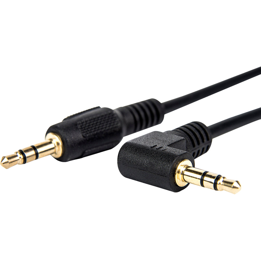 10Ft Slim 3.5mm to Right Angle Stereo Audio Cable - High Quality Black Aux Cord for Headphones, Speakers & Home Theater Systems