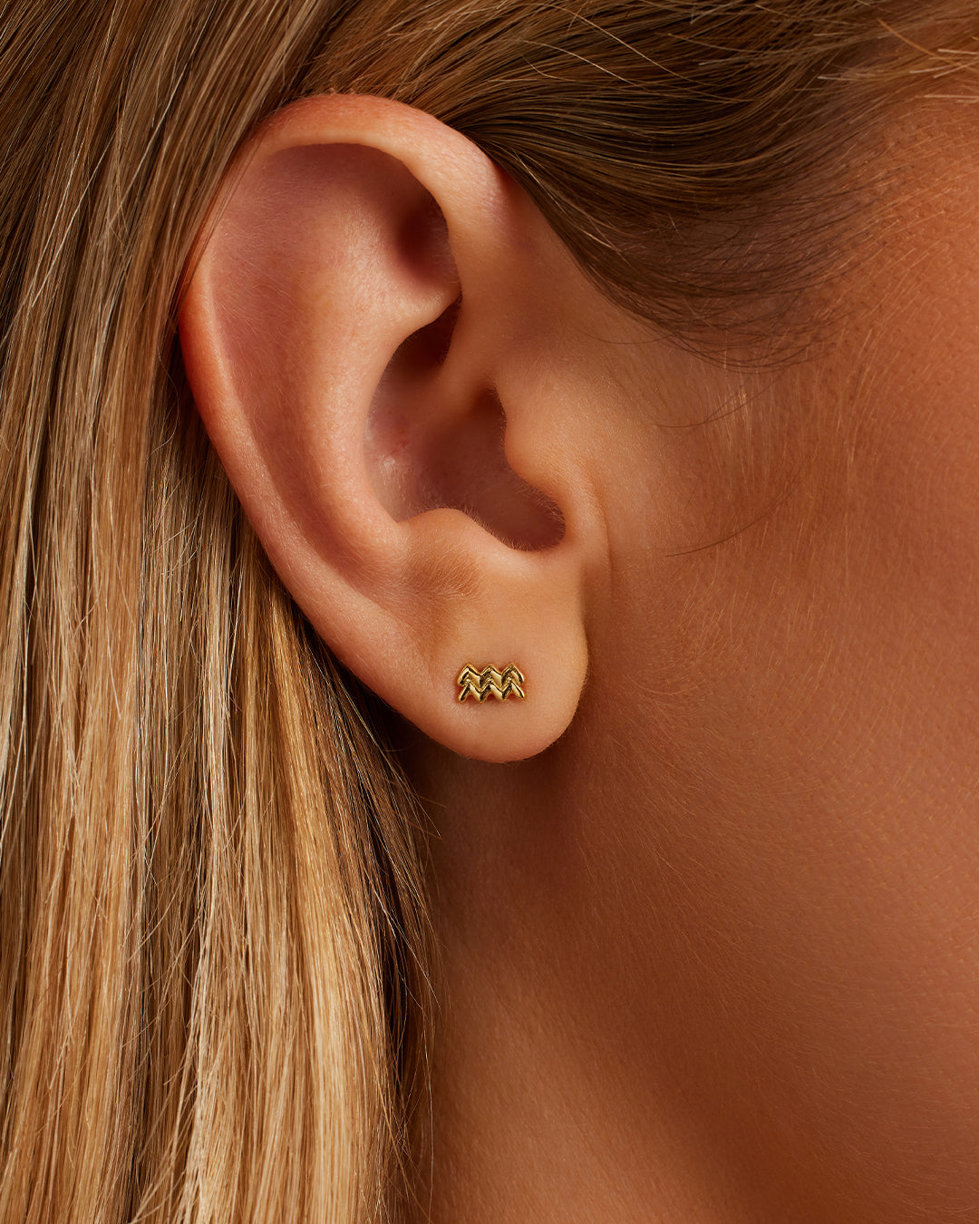 Zodiac Single Stud Earrings - Gold Plated Zodiac Sign Jewelry for Women - Perfect for Daily Wear, Gifts & Special Occasions