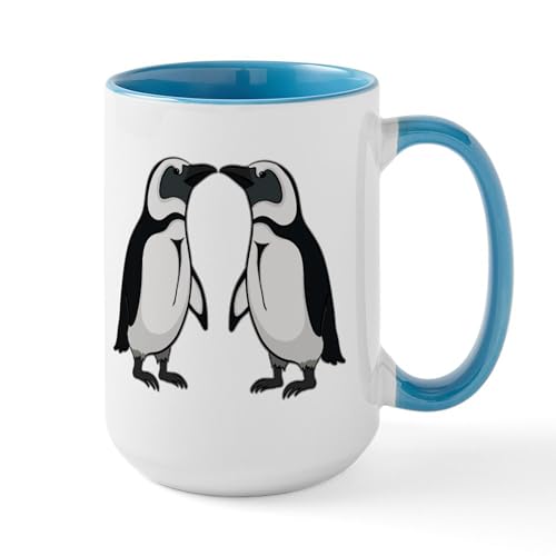 White/Blue Inside - Penguin Kiss Large Mug