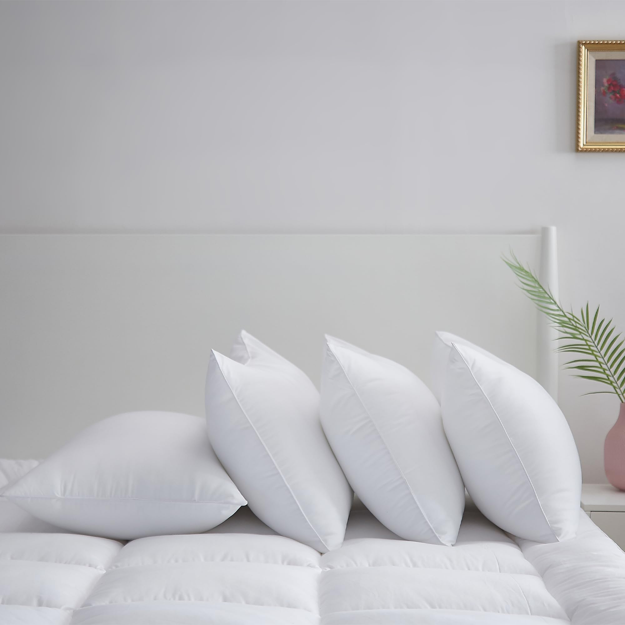 **Acanva King Size Bed Pillows (Pack of 4) - Super Soft Plush Fiber Fill, Breathable & Comfortable for Stomach & Back Sleepers - Hotel Collection Pillow Inserts for Sleeping - Perfect for Home, Travel & Guest Rooms - White**