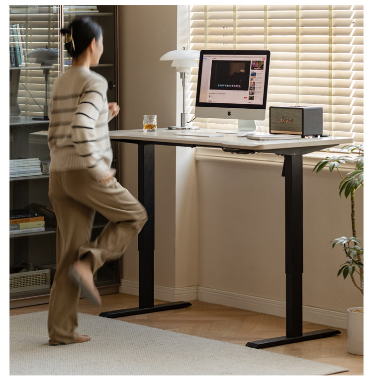 Premium Oak Solid Wood Electric Standing Desk - Adjustable Height Ergonomic Workstation for Home & Office - Perfect for Remote Work, Gaming & Study