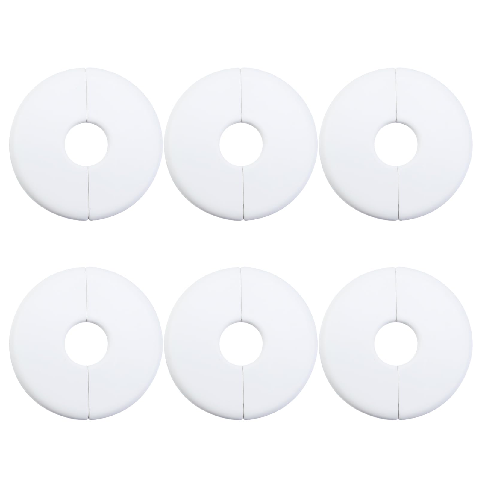 6-Pack White ABS Wall Split Flange Round Escutcheon Plate - 0.67