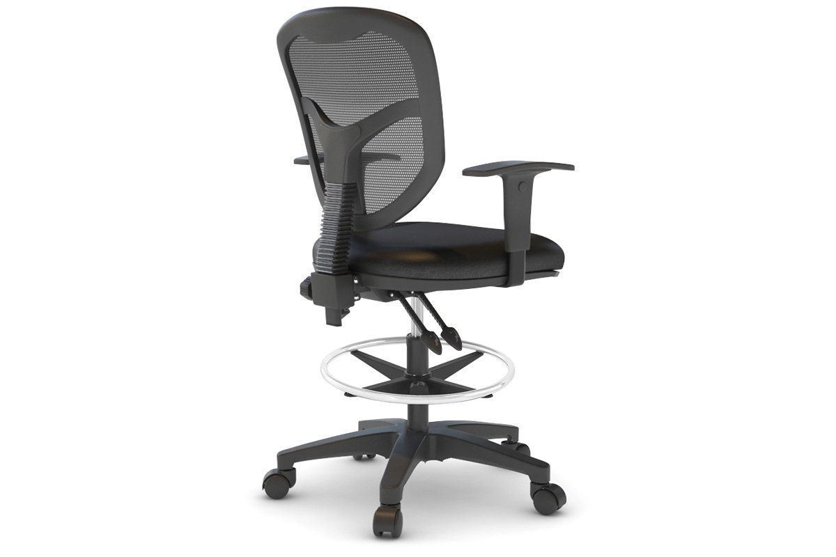 Ergonomic Drafting Chair with Synthetic Leather Seat - Adjustable Height & Lumbar Support for Architects, Artists & Office Workers - Perfect for Drawing, Drafting & Long Work Sessions
