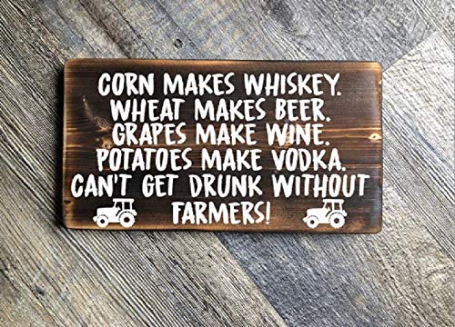 9x6 Inch Wooden Farmhouse Hanging Sign - Whiskey & Corn Rustic Home Decor for Kitchen, Bar, Office | Unframed Country Style Wall Art | Perfect for Farmhouse, Cabin & Pub Decorations