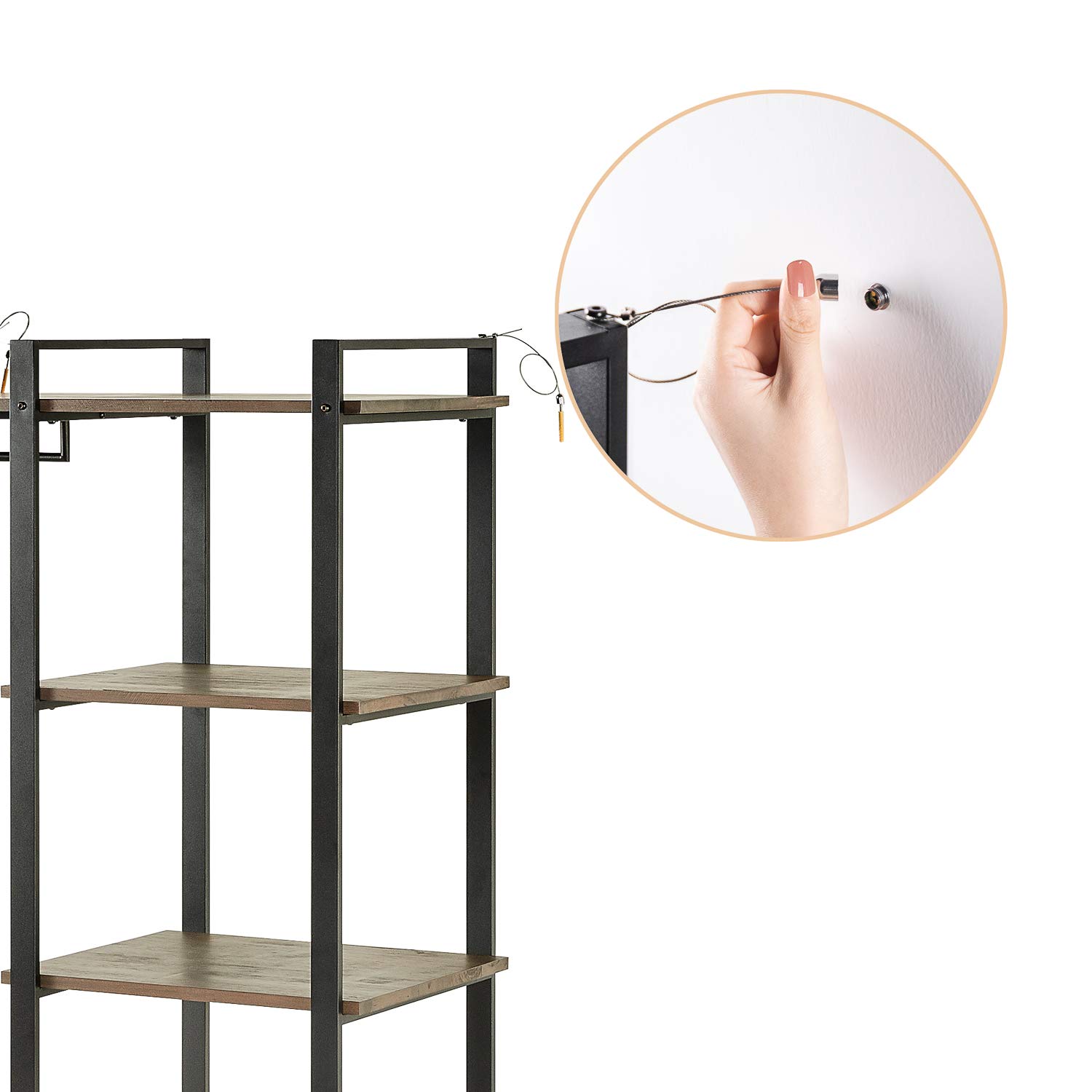 ZINUS Brock 4-Shelf Bookcase with Hanging Storage - Metal Frame & Solid Acacia Wood - Easy Assembly - Perfect for Living Room, Bedroom, or Home Office Organization