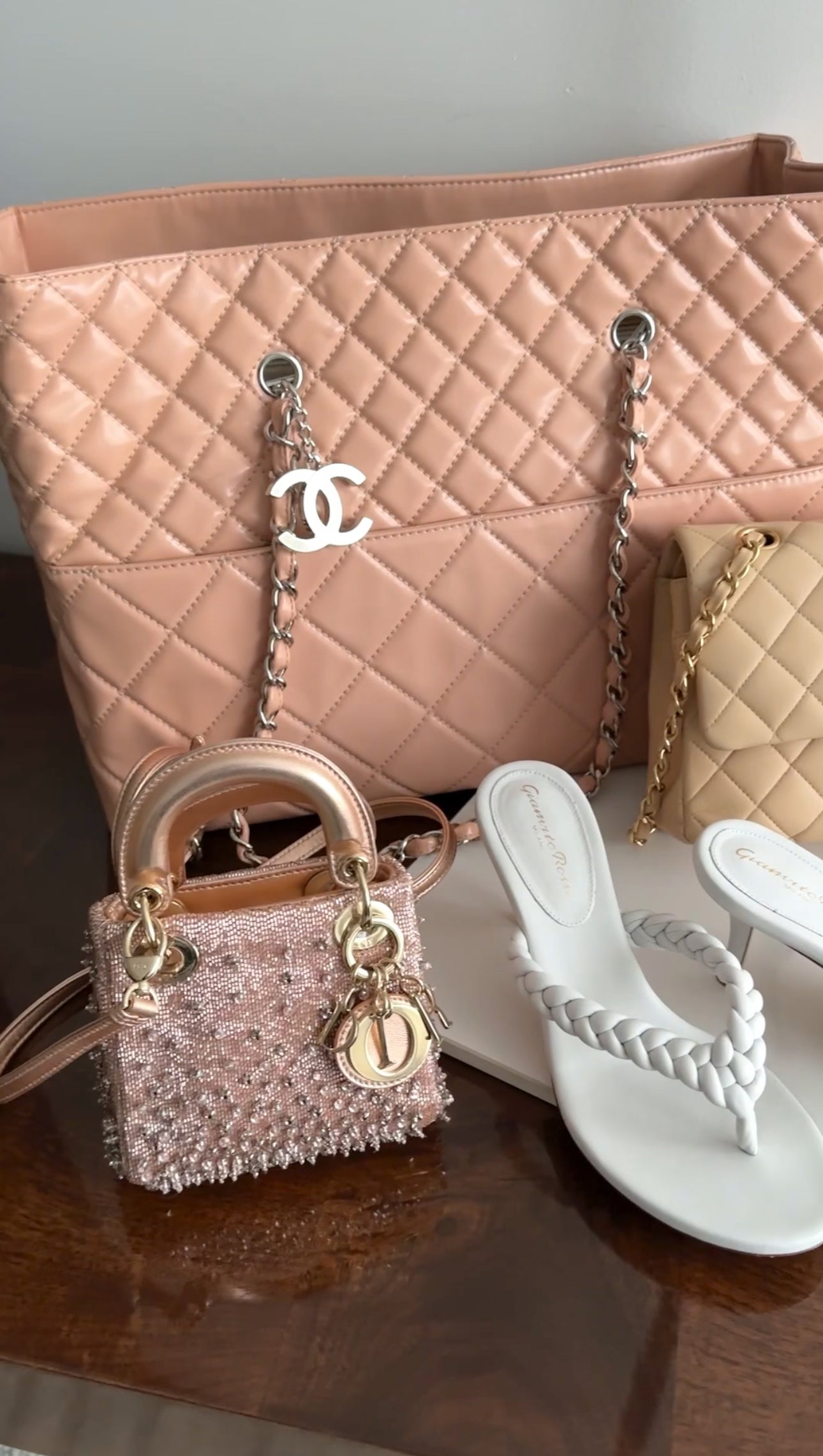 Chanel Light Pink Patent Leather Business Large Tote Bag for Women - Elegant Work Bag for Office, Travel & Everyday Use