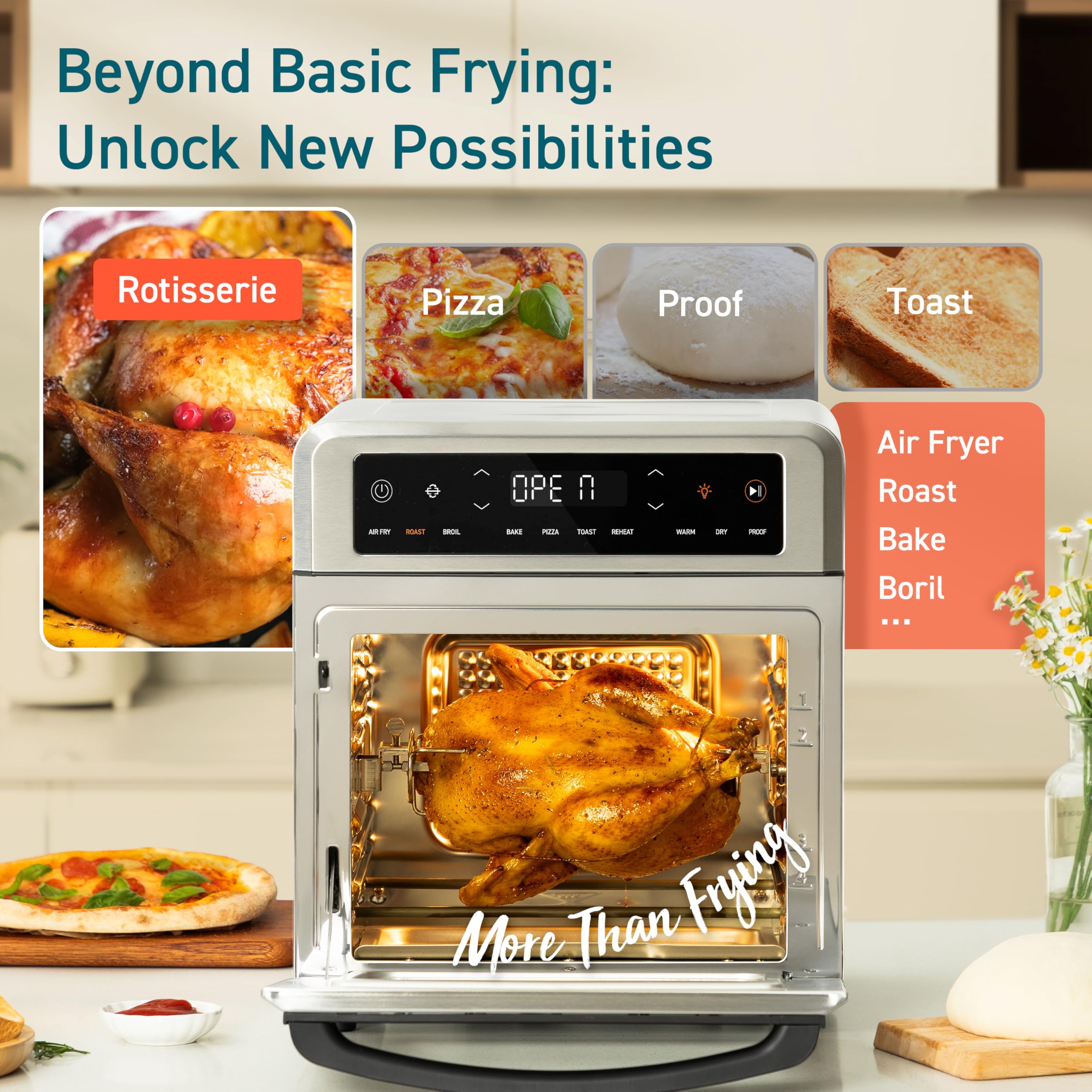 COSORI 11-in-1 Air Fryer Oven Toaster Combo, 13Qt Compact Countertop Convection Oven with Rotisserie, Bake, Roast, Toast & Reheat Functions - Includes Recipe Book & 6 Accessories - Perfect for Small Kitchens, Dorms, RVs & Healthy Cooking
