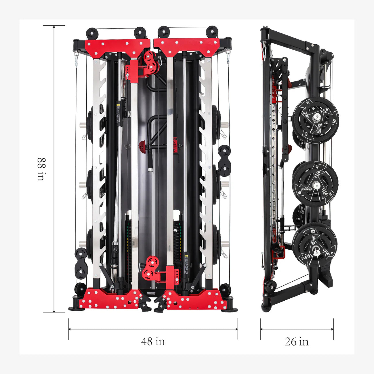 Atlas Strength AL-3107 Light Commercial Folding Smith Machine - Heavy Duty Home & Gym Strength Training Equipment for Weightlifting & Fitness Workouts