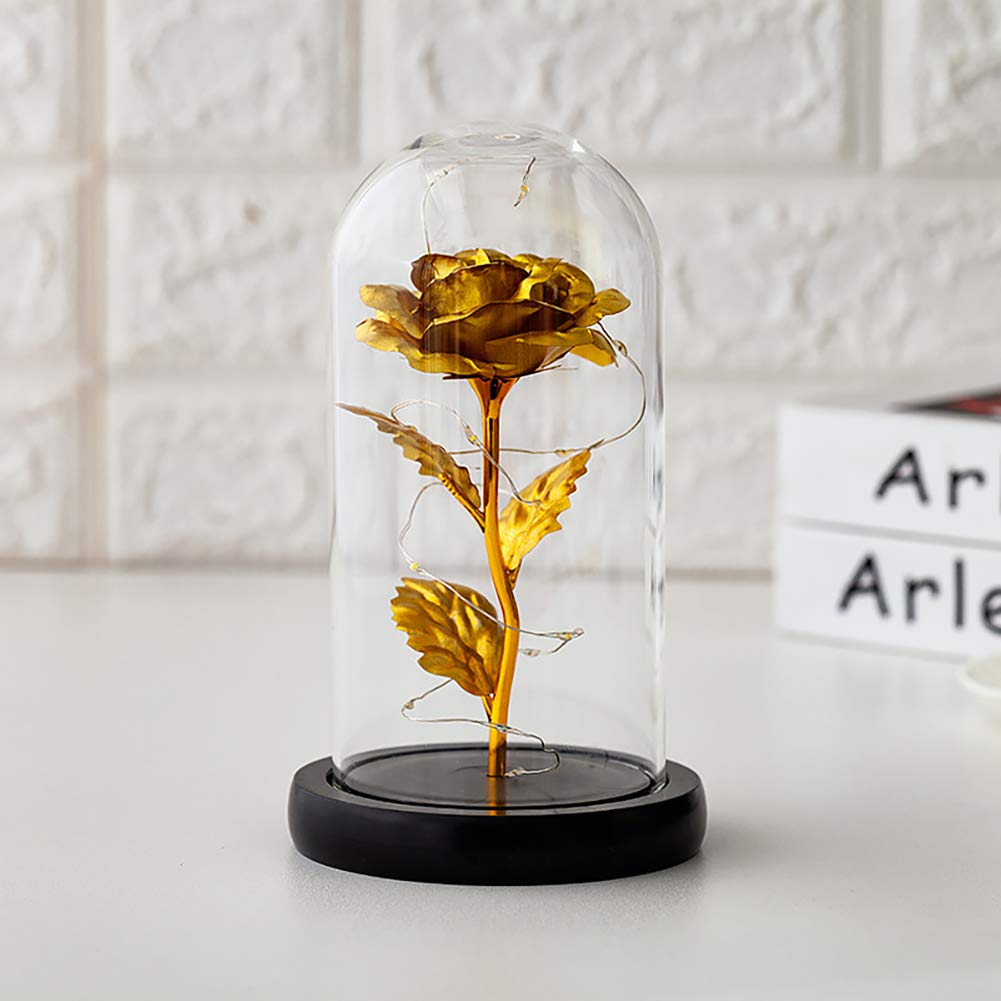 Artificial Rose in Glass Dome - Eternal Flower Gift for Valentine's Day, Mother's Day, Anniversary | Perfect Romantic Present for Wife, Girlfriend, Mother | Home Decor, Wedding Centerpiece, Office Desk Decoration