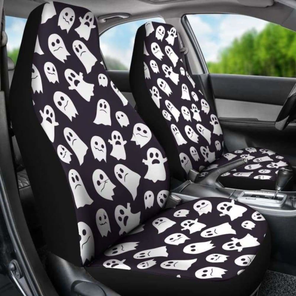 Spooky Halloween Car Seat Covers - Premium PU Leather Protectors for Cars, Trucks & SUVs - Cute Ghost Design - Perfect for Trick-or-Treating, Halloween Parties & Seasonal Decor