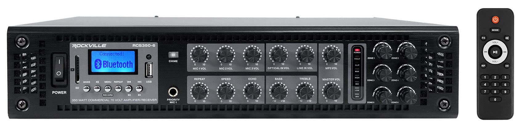 Rockville 6-Zone Home Audio Receiver with (6) 3.5