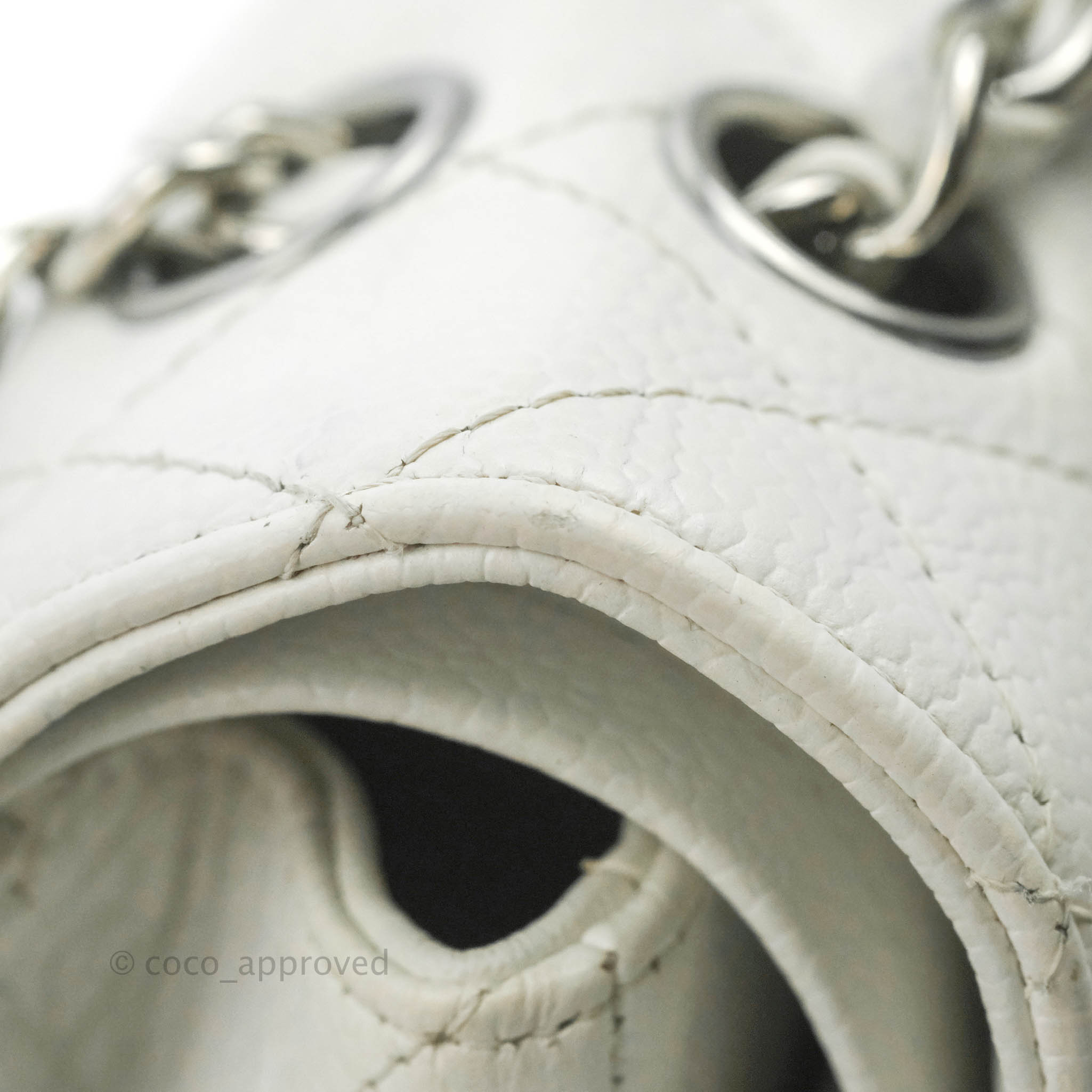 Chanel Classic M/L Medium Double Flap Bag in White Caviar Leather with Silver Hardware - Perfect for Luxury Fashion, Evening Events & Designer Handbag Collection