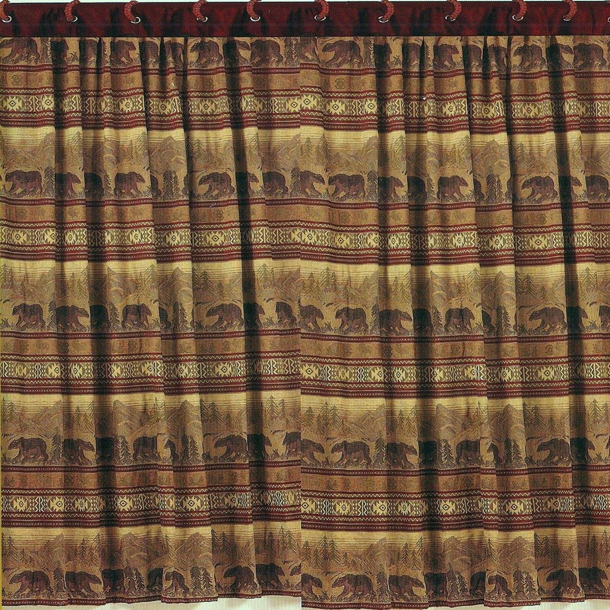 Western Running Bear Shower Curtain 72x72 Inches - Waterproof Bathroom Decor with Hooks, Rustic Cabin Theme for Farmhouse, Lodge & Outdoor Enthusiasts - Perfect for Bathrooms, Cabins & RV Showers
