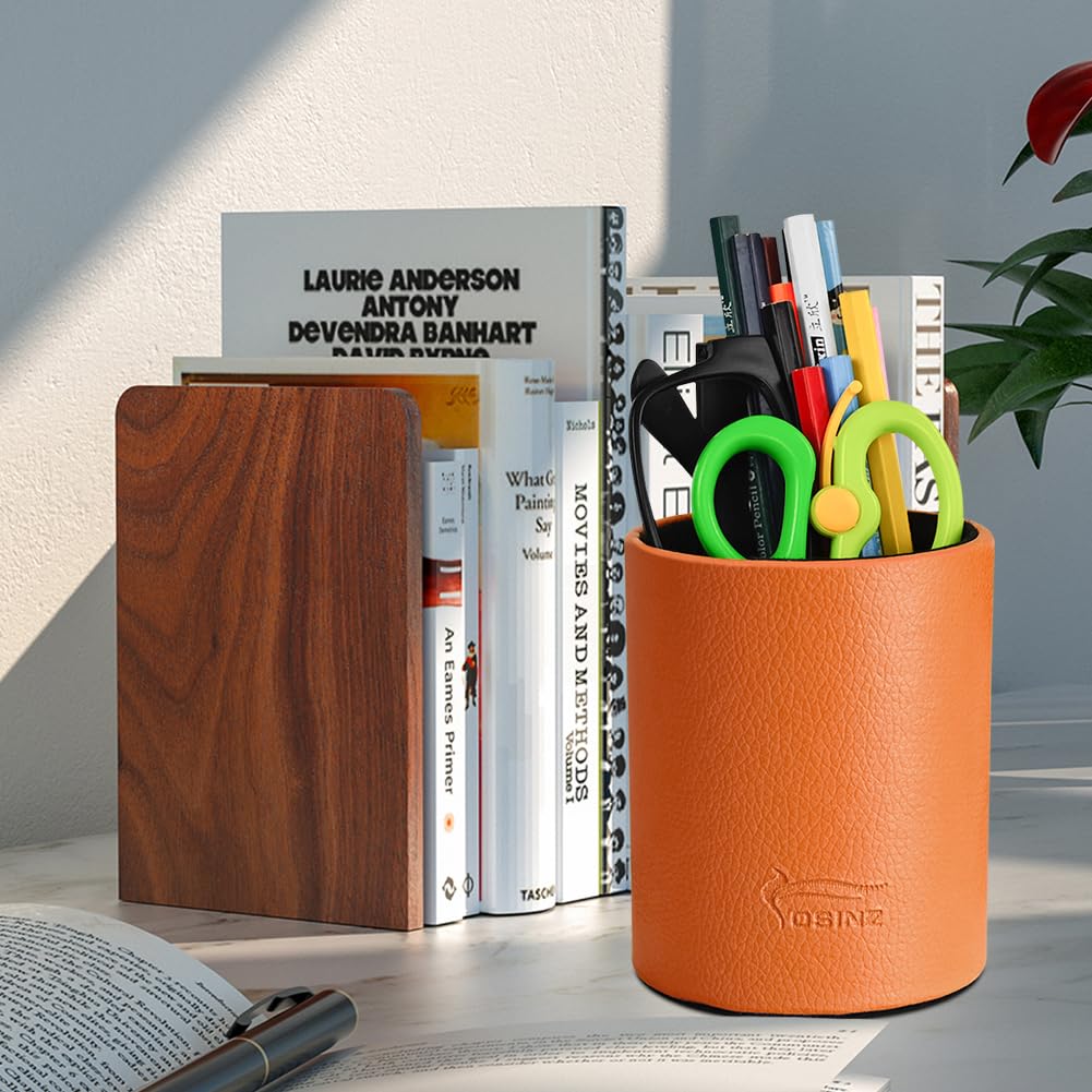 Premium PU Leather Pen & Pencil Holder - Desk Organizer Cup for Brushes, Scissors & Office Supplies | Stylish Home & School Desk Decor | Perfect for Workspace, Study & Craft Room Organization