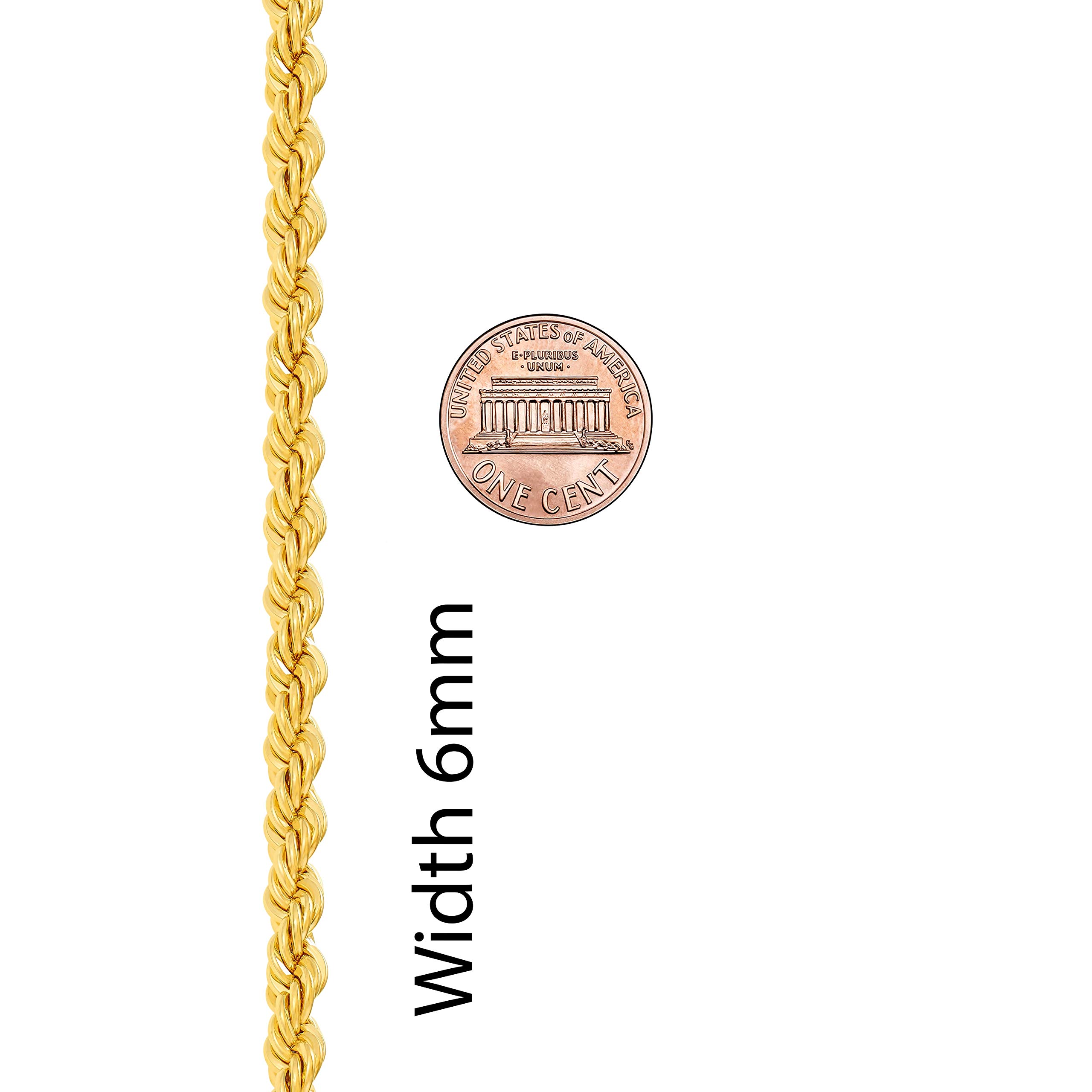 6mm Rope Chain Necklace for Women & Men - 24k Real Gold Plated Lifetime Jewelry - Perfect for Gifts, Anniversaries & Everyday Wear