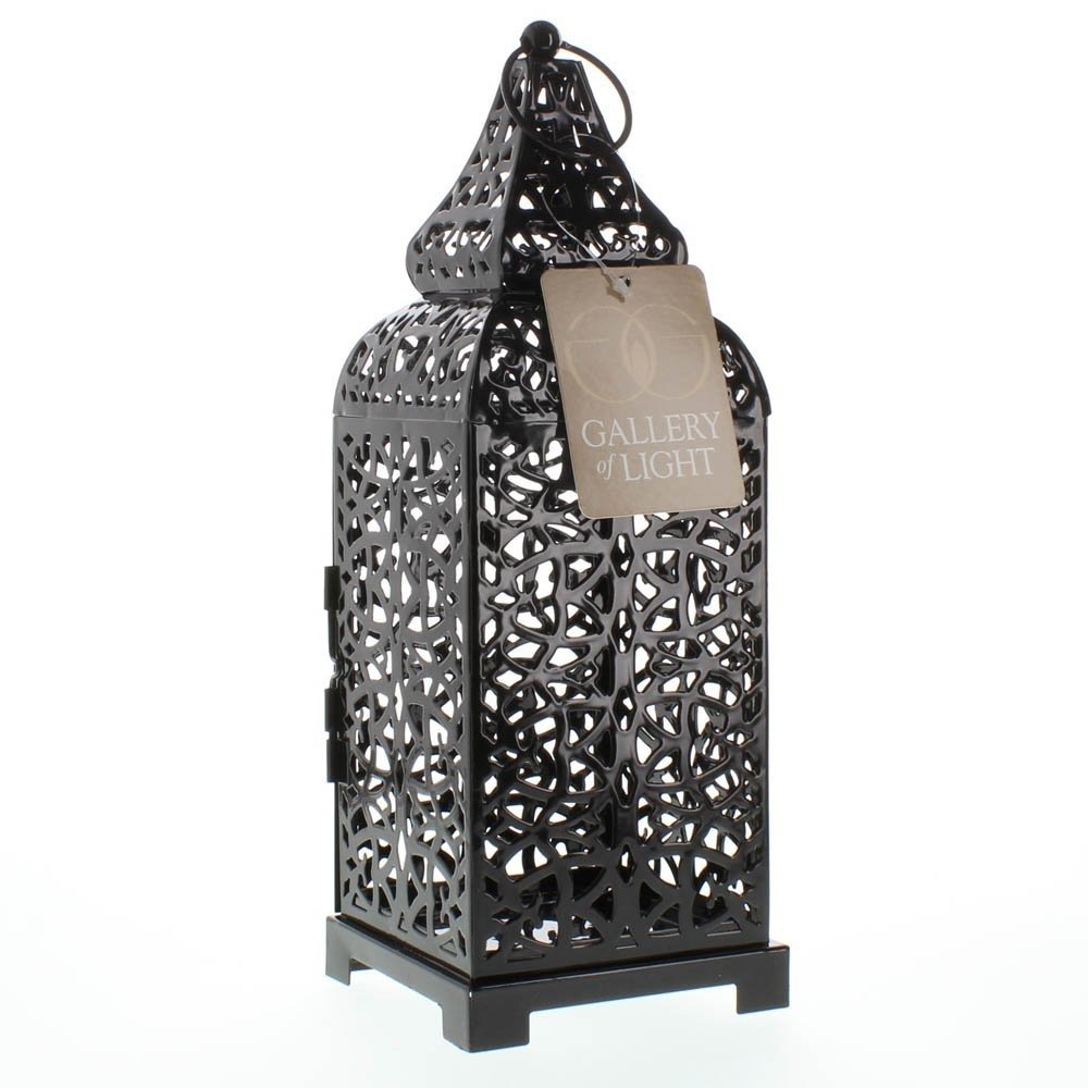 Outdoor Moroccan Hanging Iron Candle Lantern Decor - Black Tower Style for Patio, Garden & Wedding Decorations