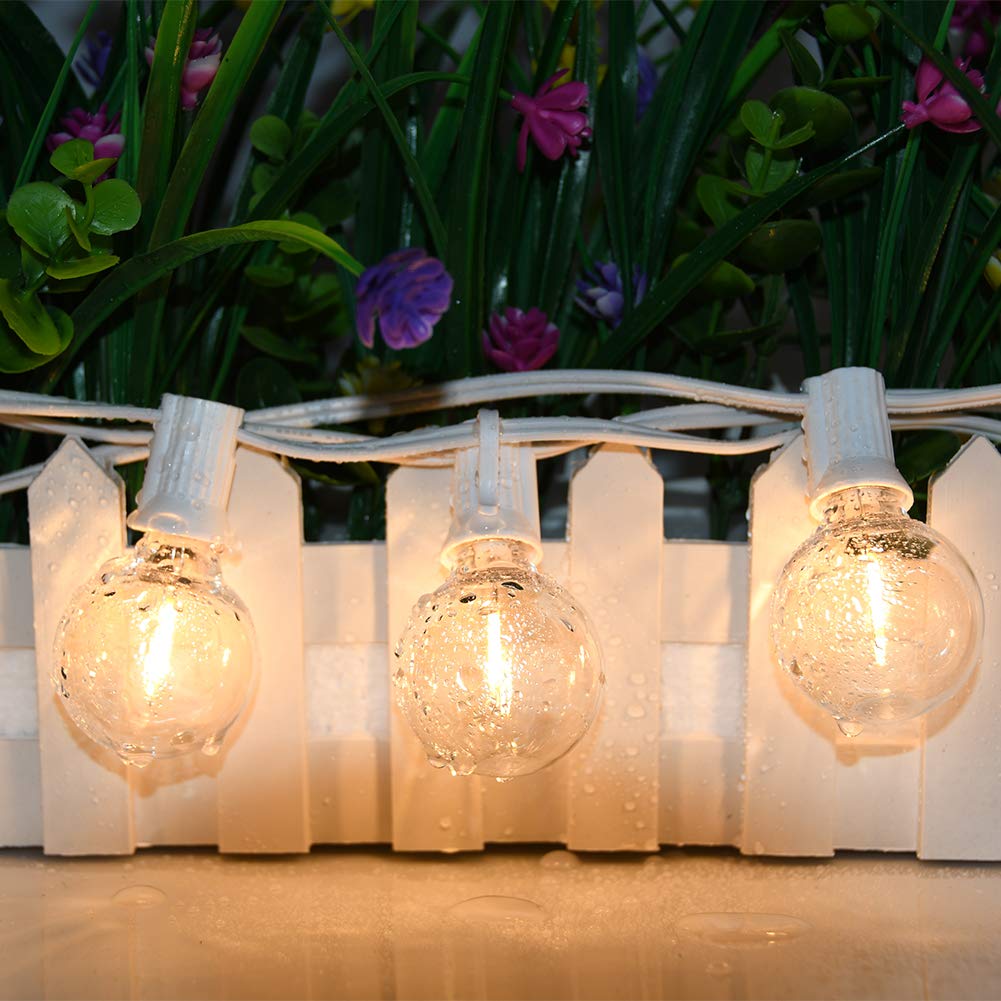 GOOTHY 25Ft Waterproof Connectable Globe LED String Lights with 14 Plastic Bulbs - Indoor/Outdoor Decorative Lighting for Bedroom, Patio, Garden, Bistro, Backyard & Wedding Parties (White)