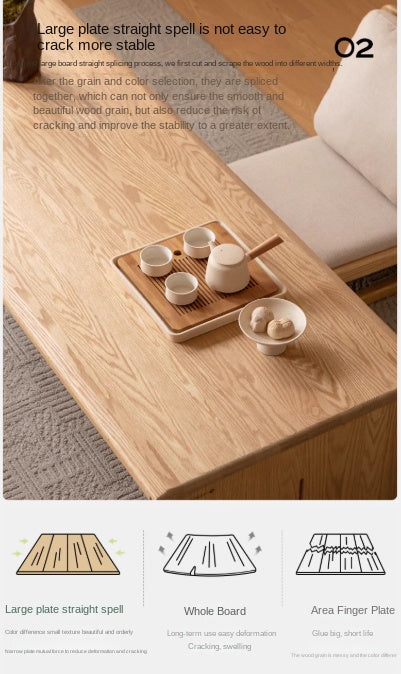 Solid Oak Wood Tatami Tea Table - Japanese Style Low Coffee Table for Zen Living Room, Meditation, and Tea Ceremony