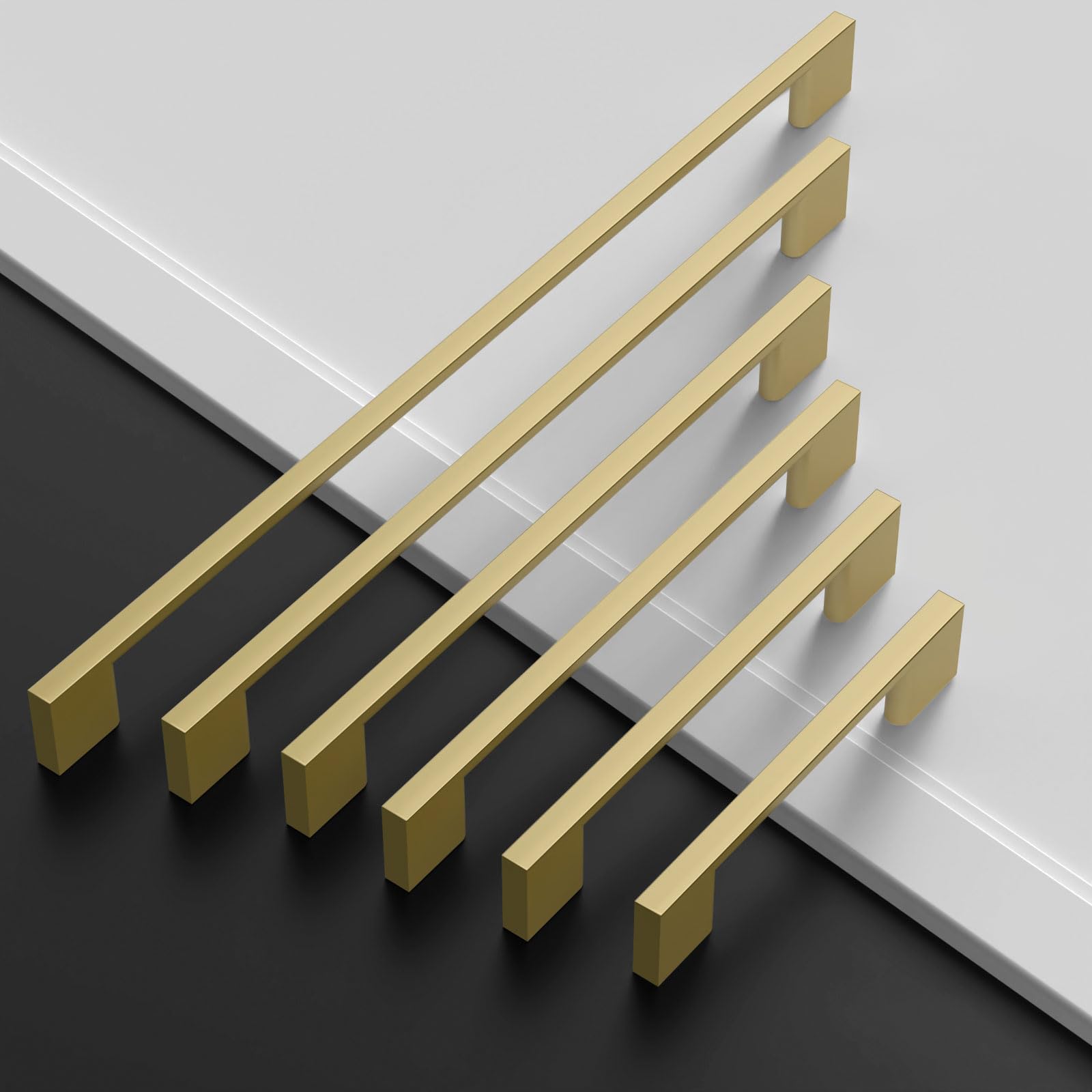 Amerdeco 10 Pack Brushed Gold Cabinet Pulls - 5 Inch (128mm) Hole Center Kitchen Cabinet Handles - Modern Drawer Pulls for Cabinets, Cupboards & Dressers - Durable Zinc Alloy Hardware (ZH0060) - Perfect for Kitchen Remodel, Bathroom Vanity & Furniture Upgrade