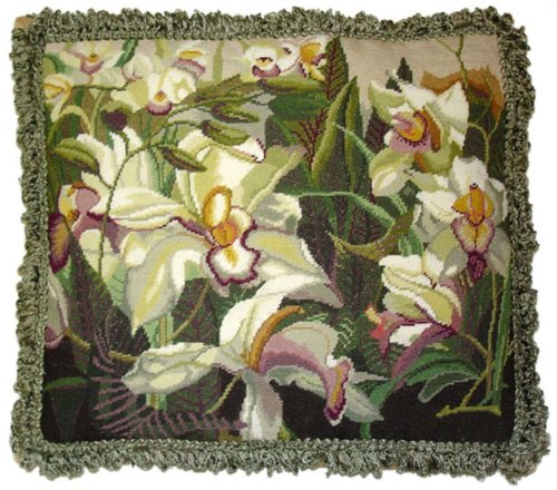 Field of White - 16 x 18 Inch Needlepoint Decorative Pillow for Sofa, Bed & Home Decor