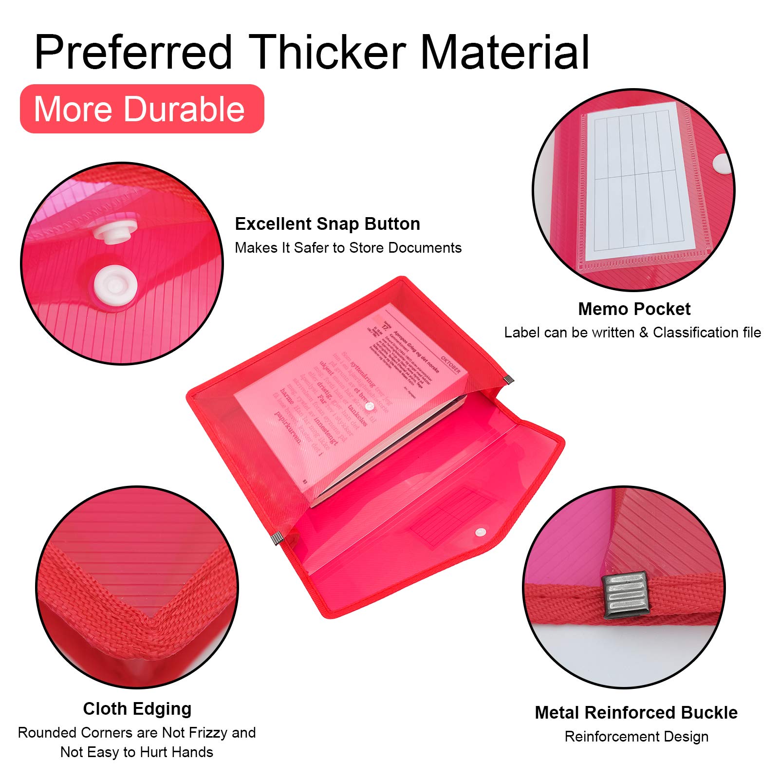 A4 Plastic Expanding File Folder - Waterproof Poly Envelope with Snap Closure & Label Pocket | Document Organizer for Office, School & Home Storage | Perfect for Bills, Receipts & Important Papers