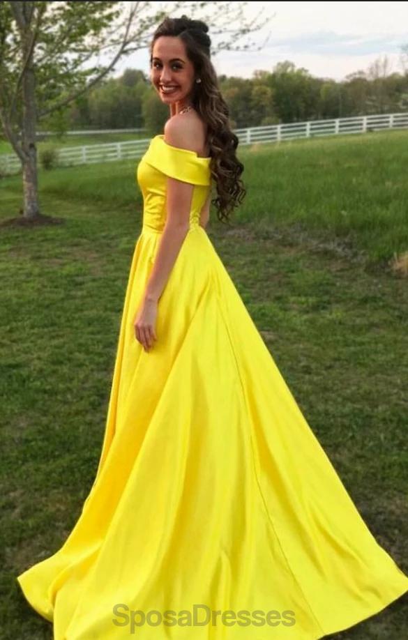 Elegant Off Shoulder Yellow Long Evening Prom Dress for Women - Perfect for Formal Parties, Homecoming, and Special Occasions | Style 12157