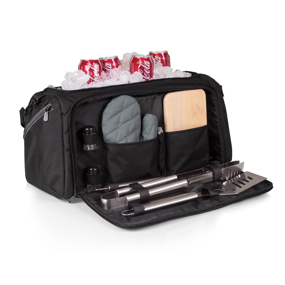 PICNIC TIME NCAA BBQ Kit Cooler Tote with Grill Tools & Accessories - Portable Outdoor Cooking Set for Tailgating, Camping & Backyard Parties