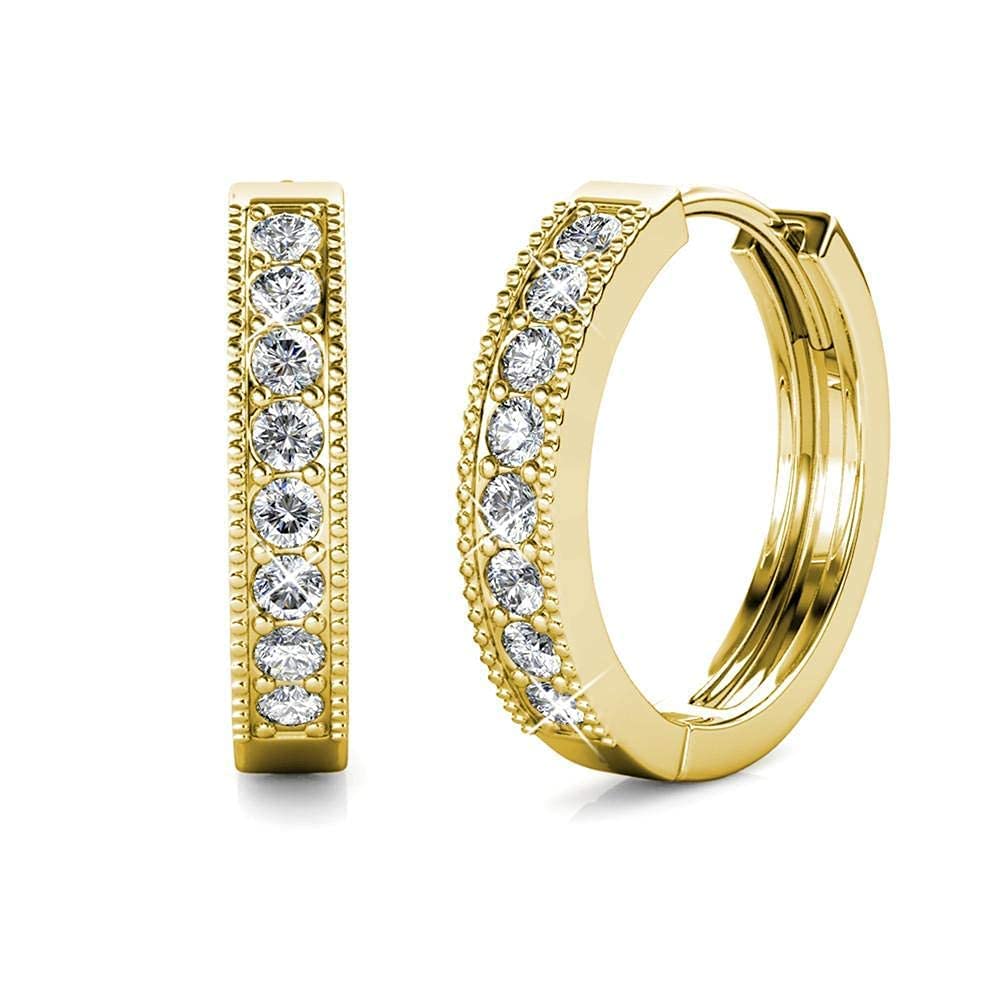 Cate & Chloe Lydia 18K White Gold Hoop Earrings with Swarovski Crystals | Elegant Silver Hoop Earrings for Women | Sparkling Round Hoops Jewelry Gift for Her | Perfect for Parties, Weddings & Everyday Wear