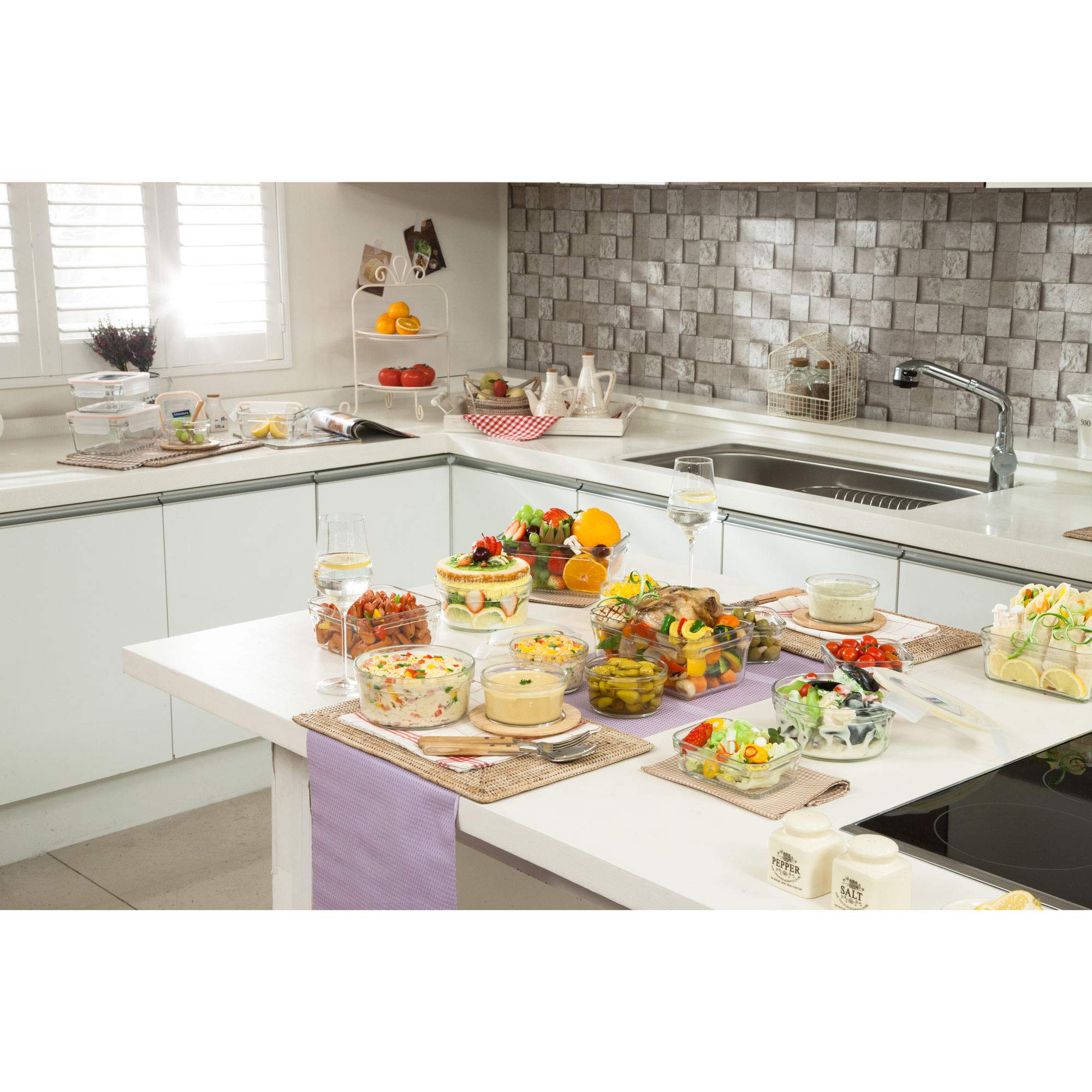 Glasslock 28-Piece Glass Food Storage Containers Set - Oven, Microwave & Freezer Safe - Airtight BPA-Free Containers for Meal Prep, Leftovers & Kitchen Organization