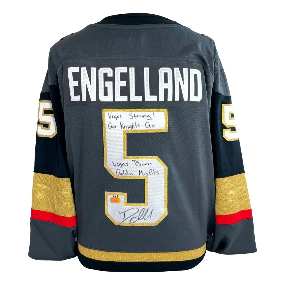 Deryk Engelland Autographed Vegas Golden Knights Jersey with COA - Limited Edition #D/5 - Perfect for NHL Fans, Collectors & Sports Memorabilia Displays