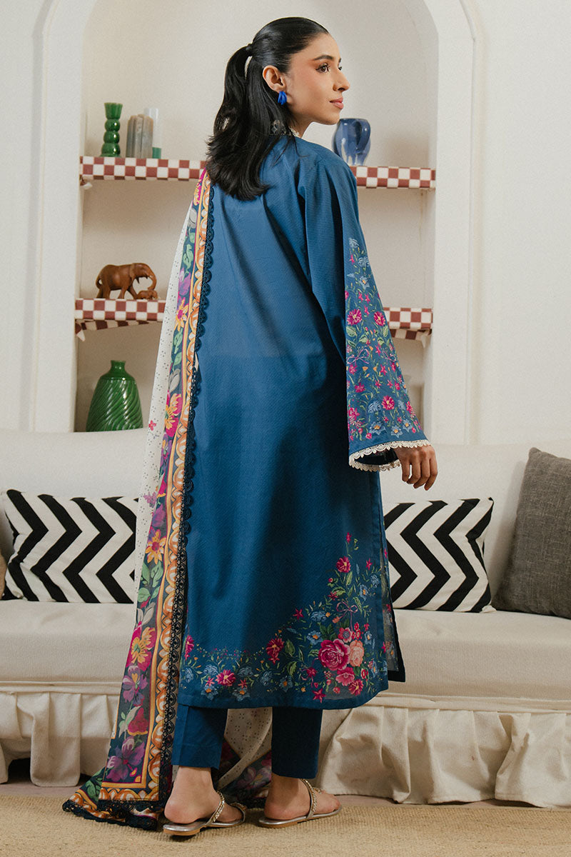 Midnight Tide 3-Piece Printed Lawn Suit for Women - Floral Design Summer Outfit - Perfect for Weddings, Parties & Casual Wear