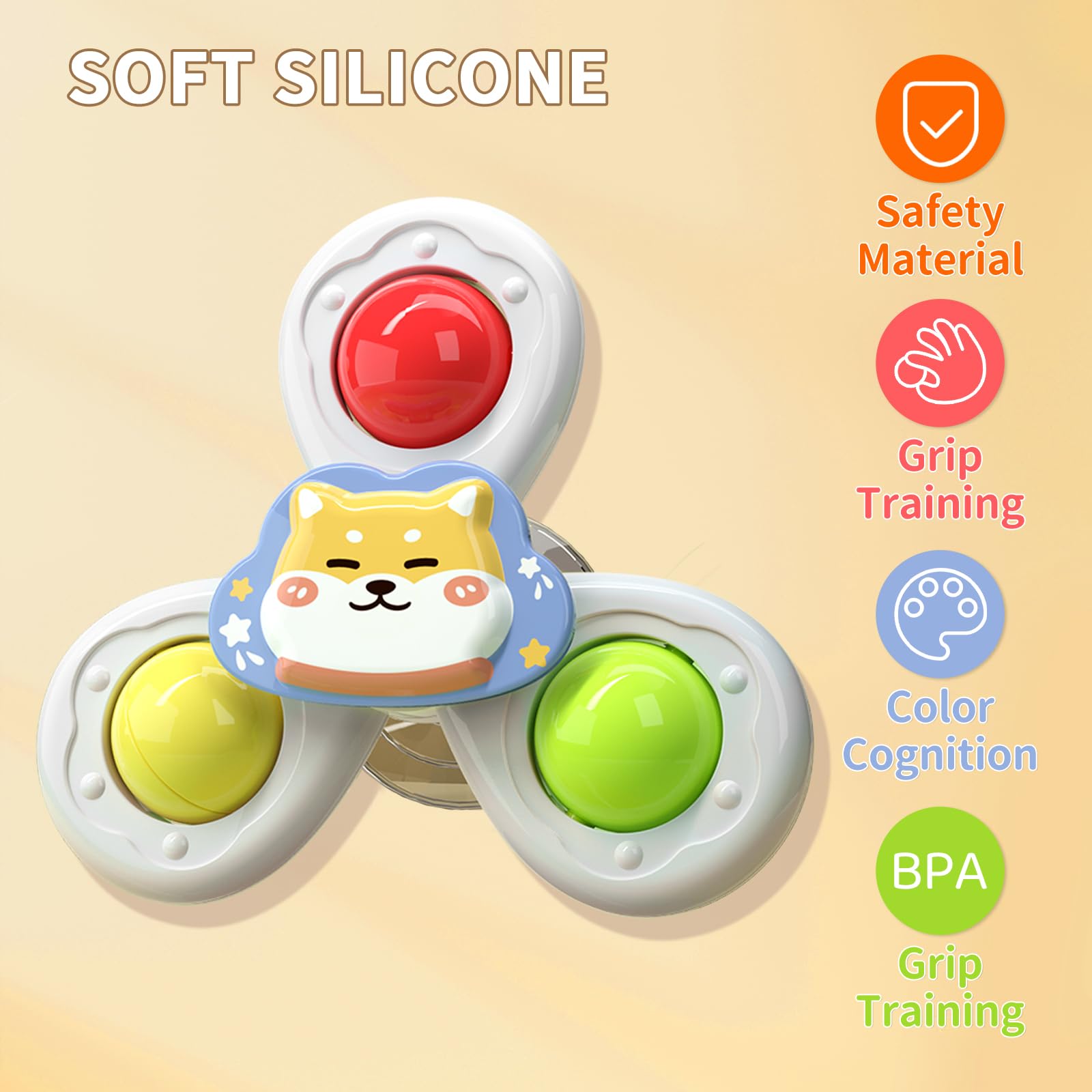 6PCS Suction Cup Spinner Toys for Toddlers 1-3 Years Old - Sensory Baby Bath Toys, Airplane & Car Travel Table Toys for Boys & Girls 1-2 Years - Fun Developmental Toys for 6-18 Months Babies (Perfect for Bath Time, Travel & Sensory Play)