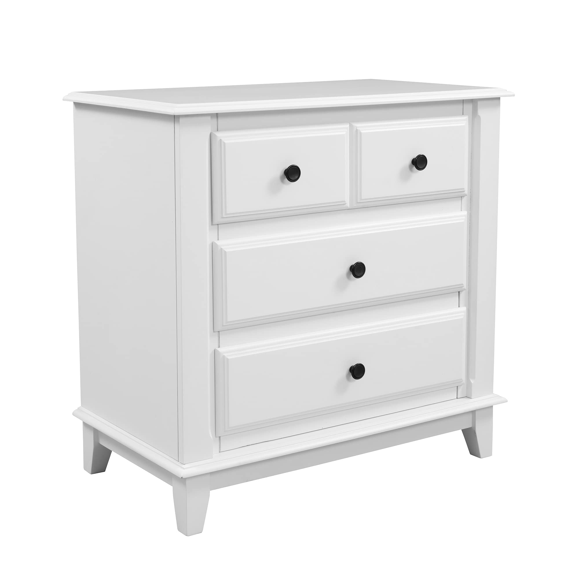 Mid Century Modern Nightstand - Wooden Bedside Table with Drawer & Shelf, White - Stylish End Table for Bedroom Storage & Living Room Decor