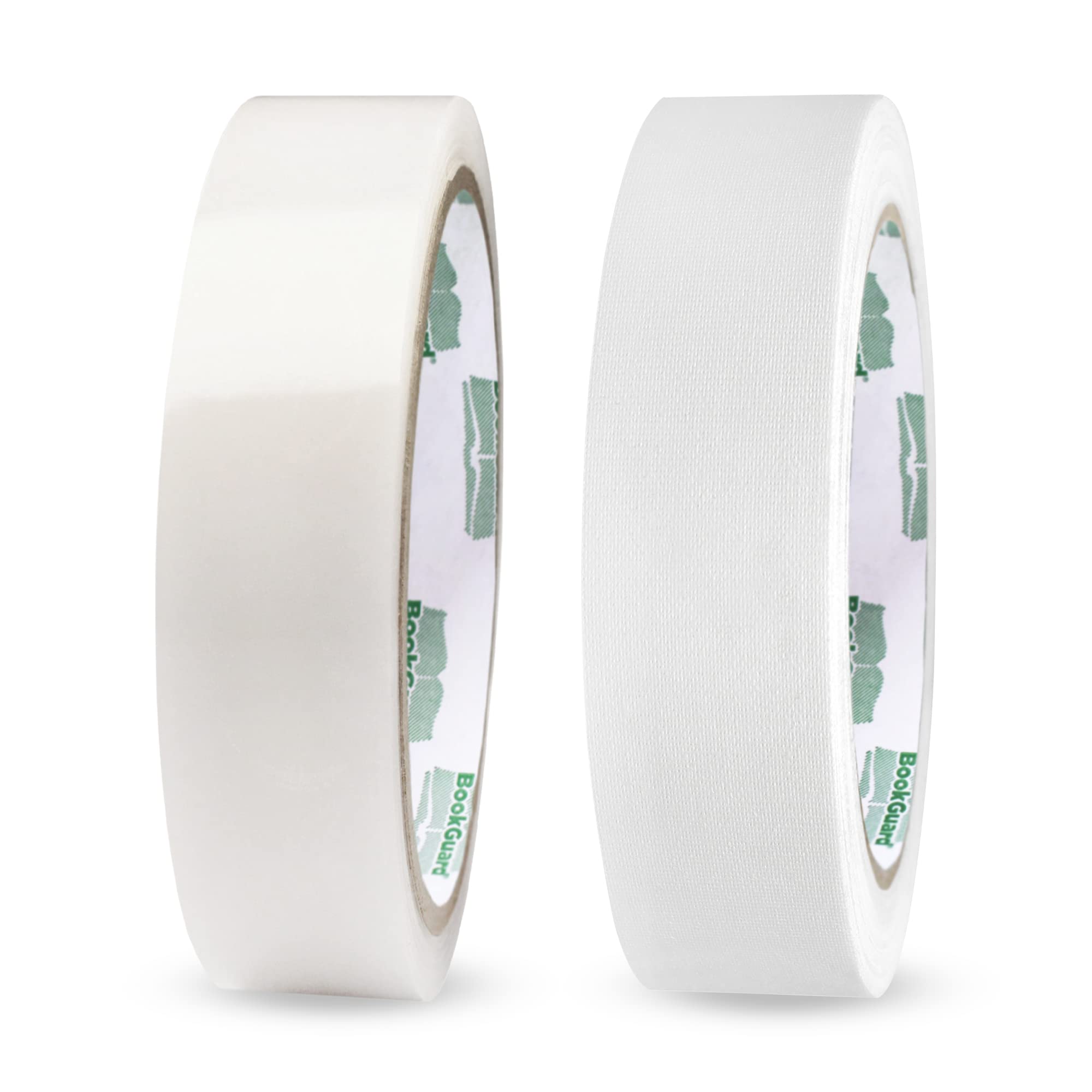 1 Inch Clear & White Premium Bookbinding Tape - Stretchable Repair Tape for Books, 15 Yard Rolls - Ideal for Book Restoration, DIY Projects, and Library Maintenance