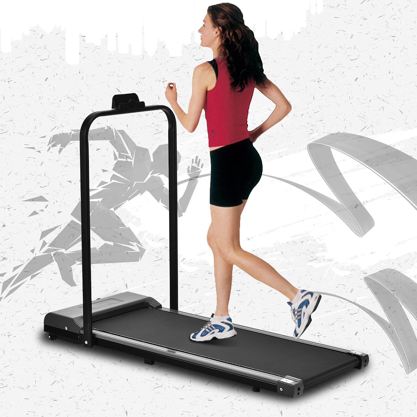 Foldable Under Desk Treadmill - 2 in 1 Electric Walking & Jogging Machine for Home & Office, Space-Saving No Installation Required - Perfect for Workouts While Working or Watching TV