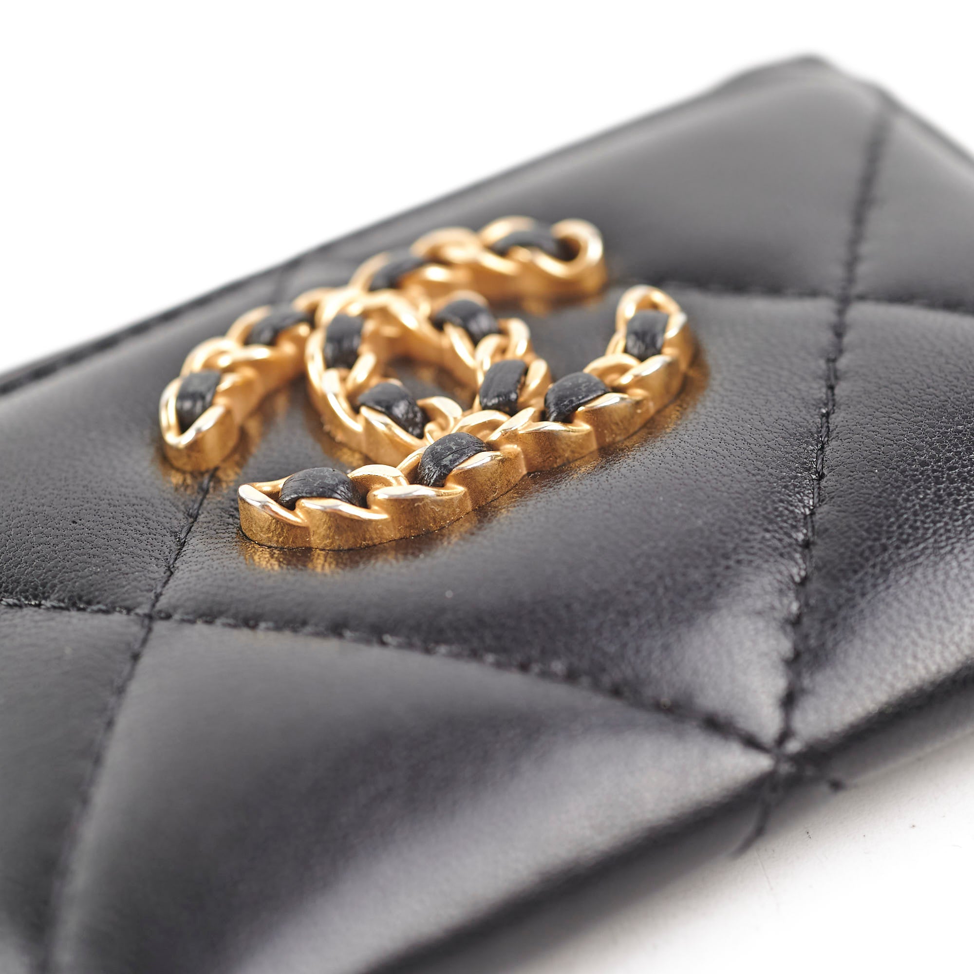 Chanel 19 Lambskin Cardholder Black - Luxury Leather Credit Card Holder for Women - Perfect for Everyday Use, Travel & Gift Giving