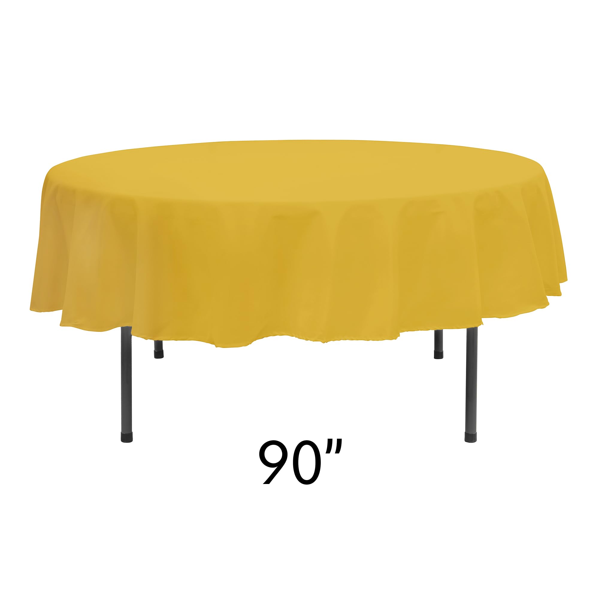 Simply Elegant 90 Inch Round Premium Polyester Tablecloth - Washable Table Cover for Birthday Parties, Wedding Receptions & Home Decor with Finished Hems | Perfect for Dining Room, Outdoor Events & Special Occasions (Yellow)