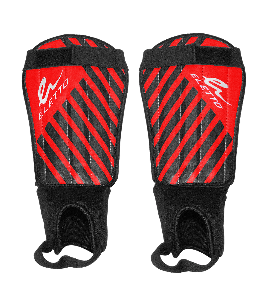 Eletto Victory VI Soft Shell Soccer Shin Guards - Red, Black, White - Lightweight Protective Gear for Football Players & Athletes - Perfect for Training, Matches & Youth Soccer Leagues
