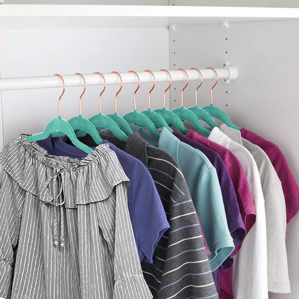 Premium Velvet Suit Hangers Heavy Duty 30 Pack - Non Slip Space Saving Clothes Hangers with 6 Finger Clips & Tie Rack for Men & Women (Teal) - Perfect for Closet Organization & Travel Luggage