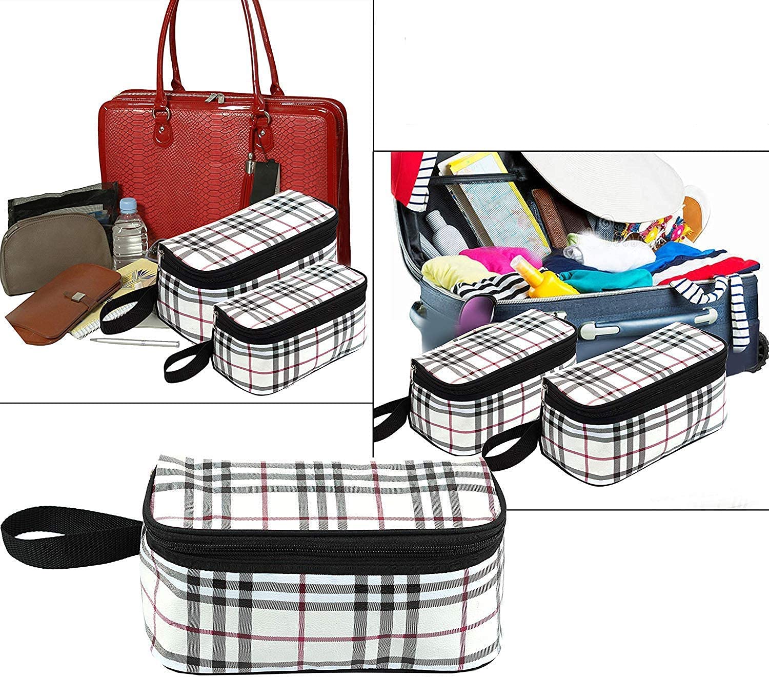 Pentbuns 3-Piece Multi-Color Travel Organizer Set - Waterproof Cosmetic Pouch, Jewelry Case & Toiletry Bag for Women & Men | Perfect for Airplane Carry-On, Gym Essentials & Makeup Storage