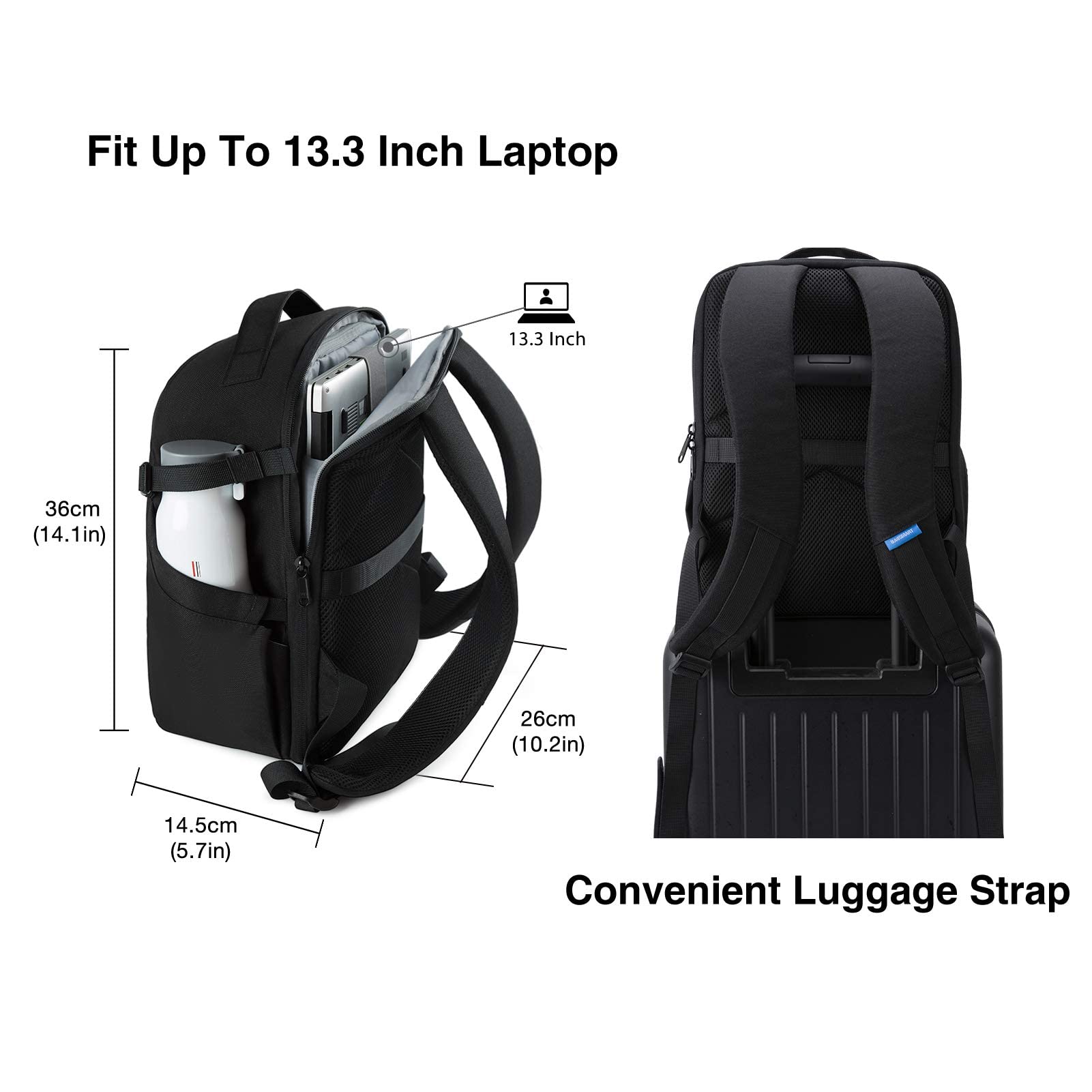 BAGSMART Waterproof DSLR SLR Camera Backpack with Tripod Holder & Rain Cover - Fits 13.3 Inch Laptop for Photographers (Black) | Perfect for Travel, Hiking & Outdoor Photography - Men & Women