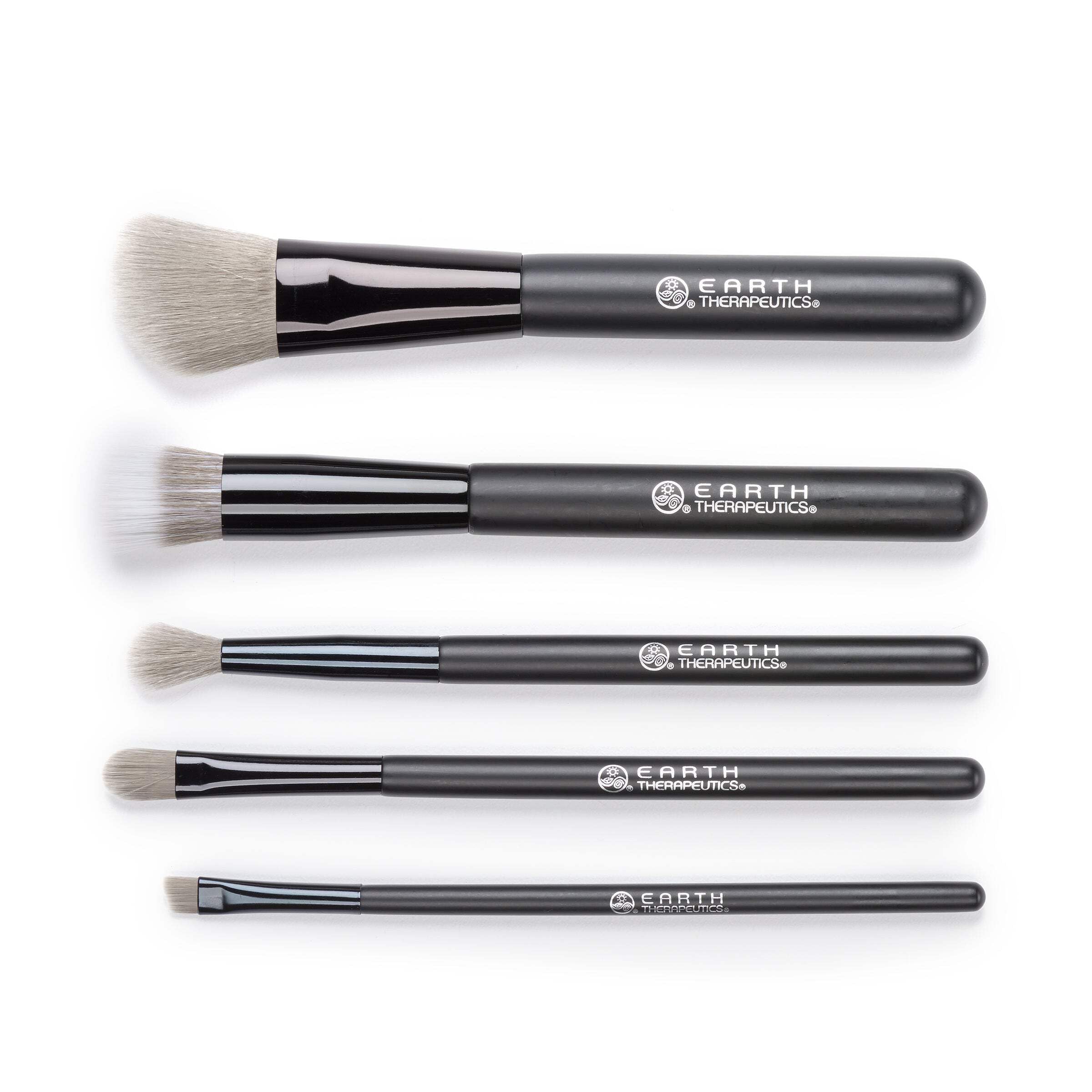 Earth Therapeutics Charcoal Cosmetic Brushes Set - 6 Piece Vegan Makeup Brush Kit for Foundation, Blush & Eyeshadow - Perfect for Professional Makeup Artists & Beauty Enthusiasts