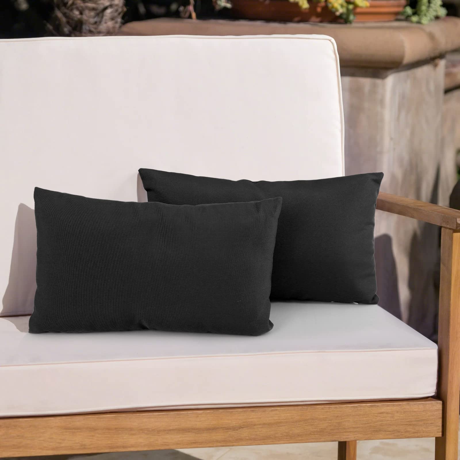 Waterproof Outdoor Lumbar Pillows Set of 2 (12x20 Inch) with Inserts - Durable Patio Cushions for Garden, Poolside & Deck Furniture - Perfect for Back Support While Relaxing Outside