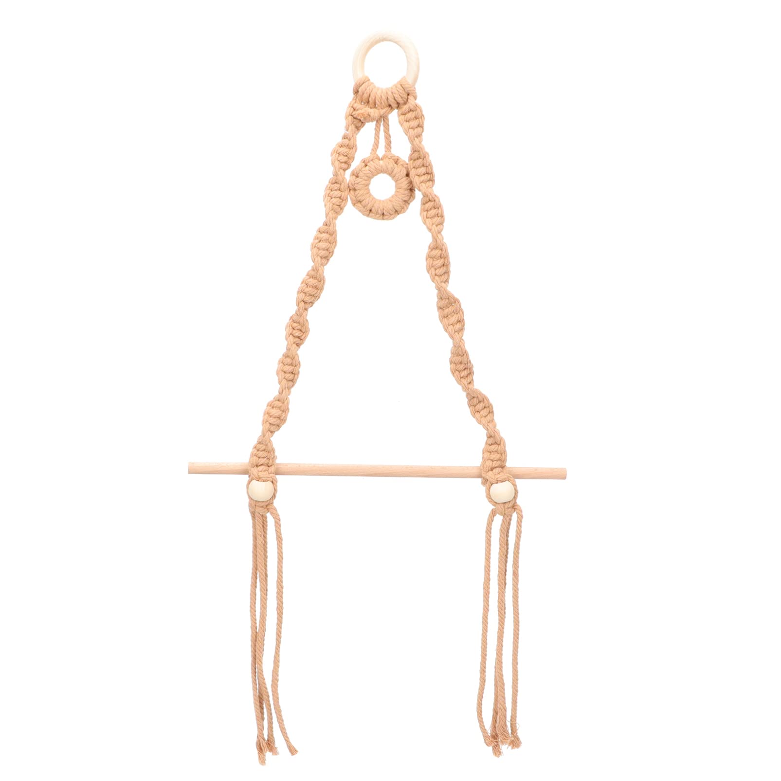 Zerodeko Boho Toilet Paper Holder Stand - Natural Wood & Cotton Rope Macrame Paper Towel Hanger for Bathroom & Kitchen - Rustic Wooden Towel Rack for Farmhouse, Apartment & RV Decor