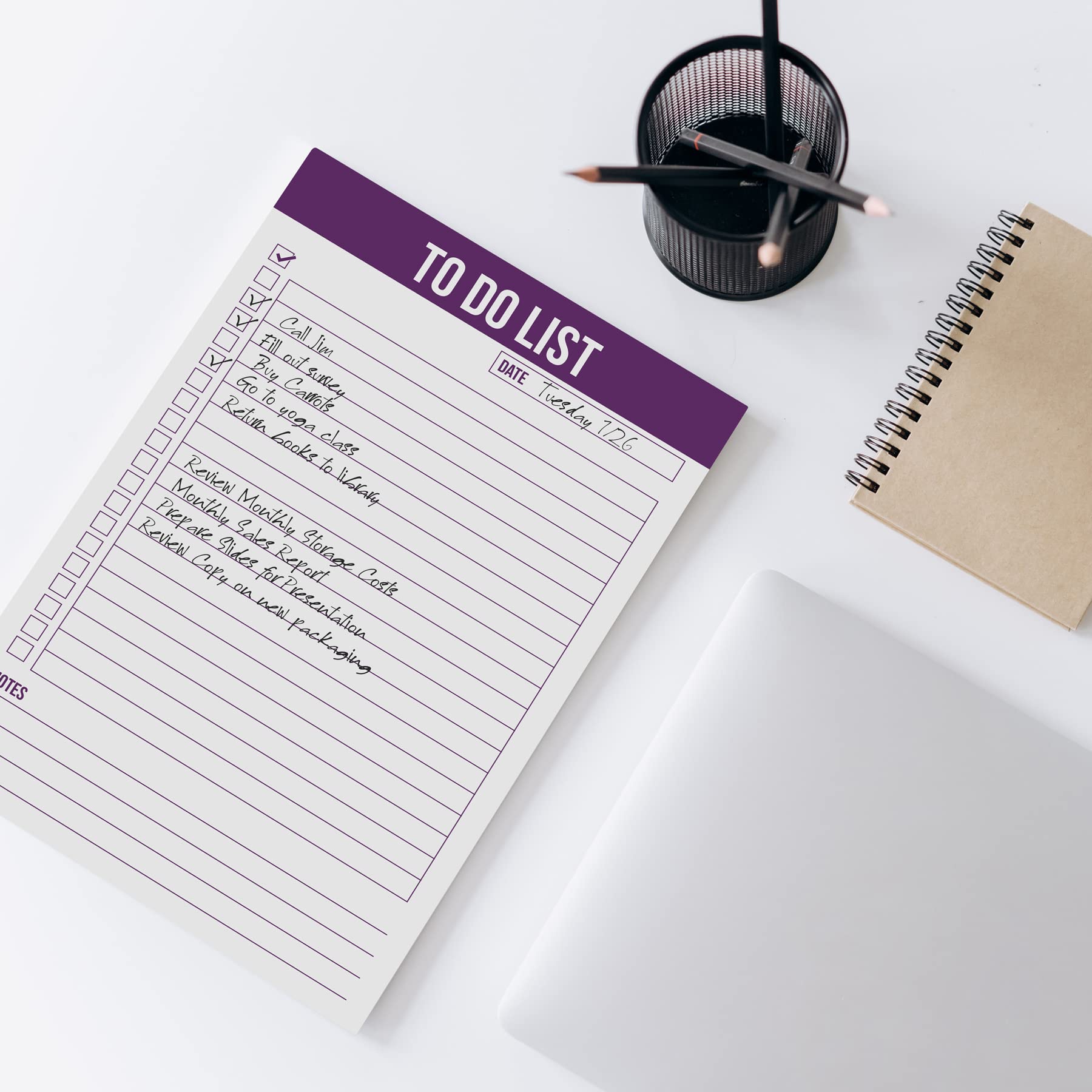 Jot & Mark Purple To-Do List Notepad - Daily Planner, Task Organizer & Productivity Tracker for Office, School & Home Use