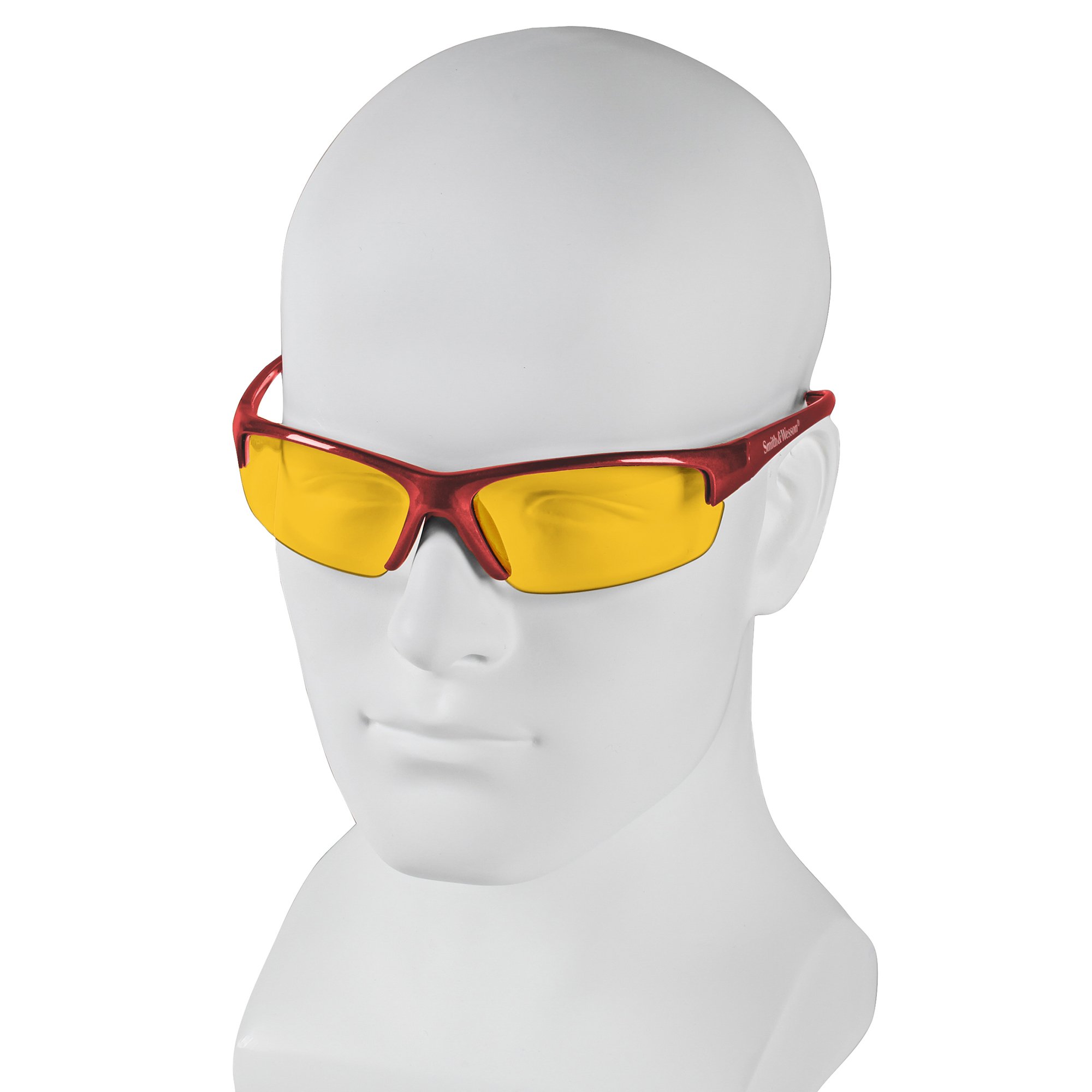 KLEENGUARD Smith and Wesson Safety Glasses (21299) - ANSI Z87.1 Certified Equalizer Safety Eyewear with Amber Lens & Red Frame, Pack of 12 - Ideal for Construction, Woodworking, and DIY Projects